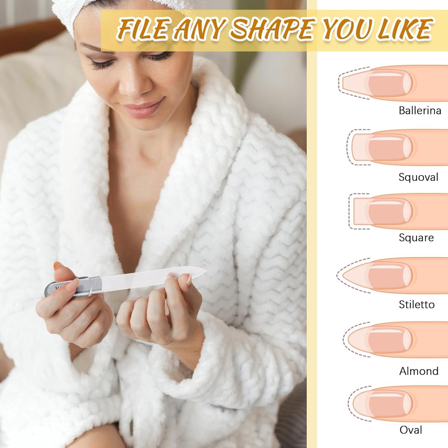 Lima de Uñas de Cristal CANVALITE Doble Cara 15.4cm Plata