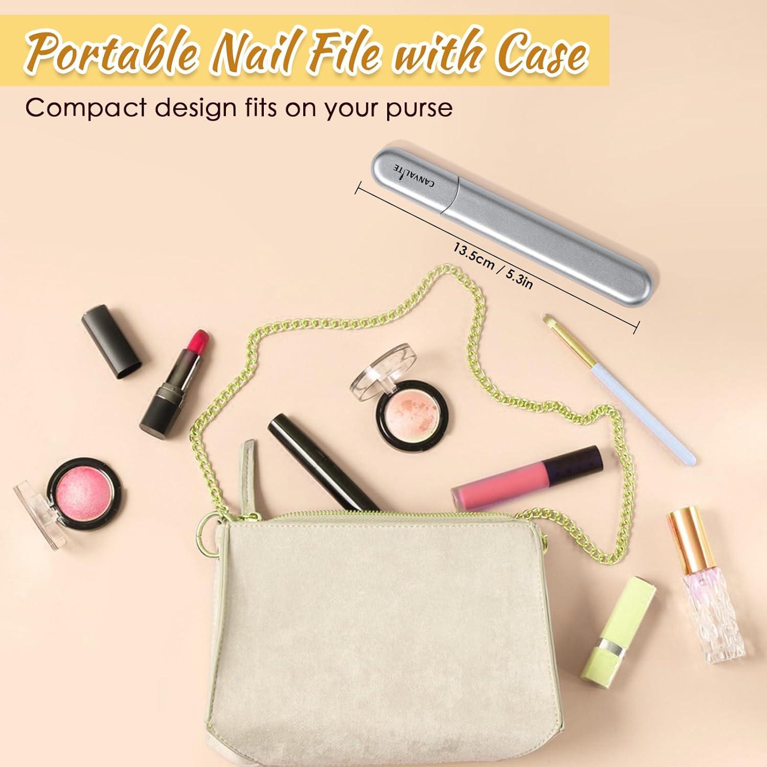 Lima de Uñas de Cristal CANVALITE Doble Cara 15.4cm Plata