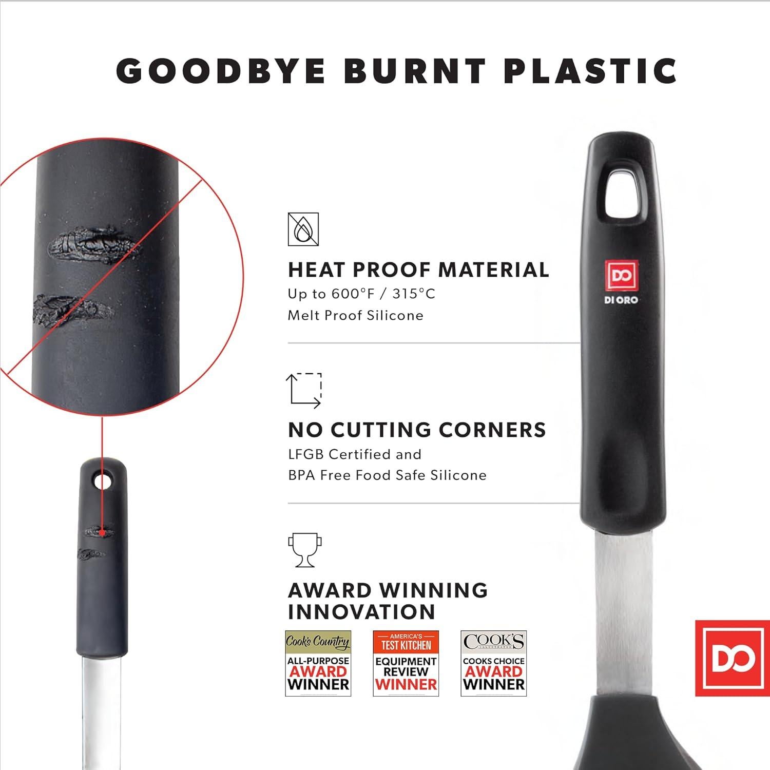 Juego de Espátulas de Silicona DI ORO - 3 Piezas - Resistente al Calor