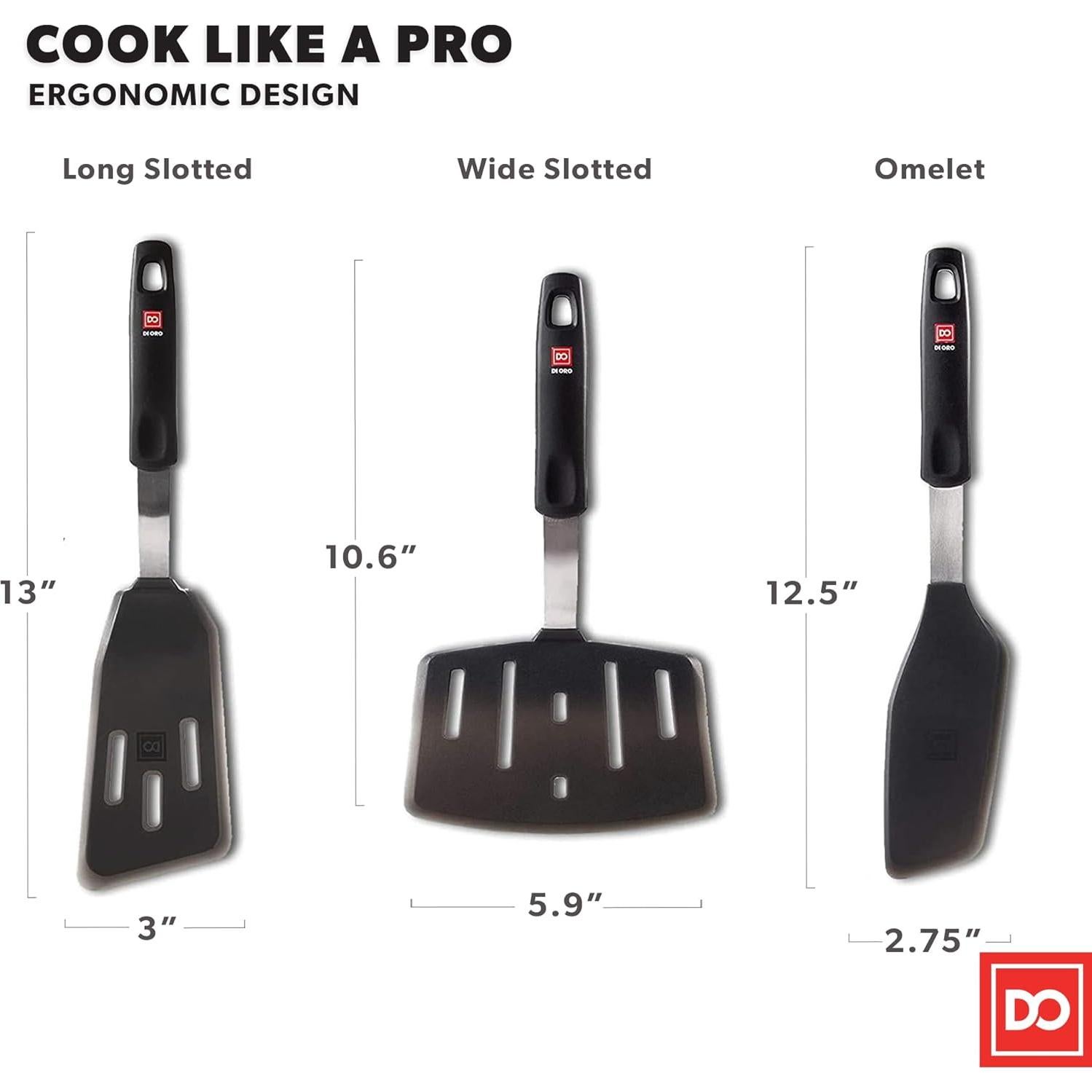 Juego de Espátulas de Silicona DI ORO - 3 Piezas - Resistente al Calor