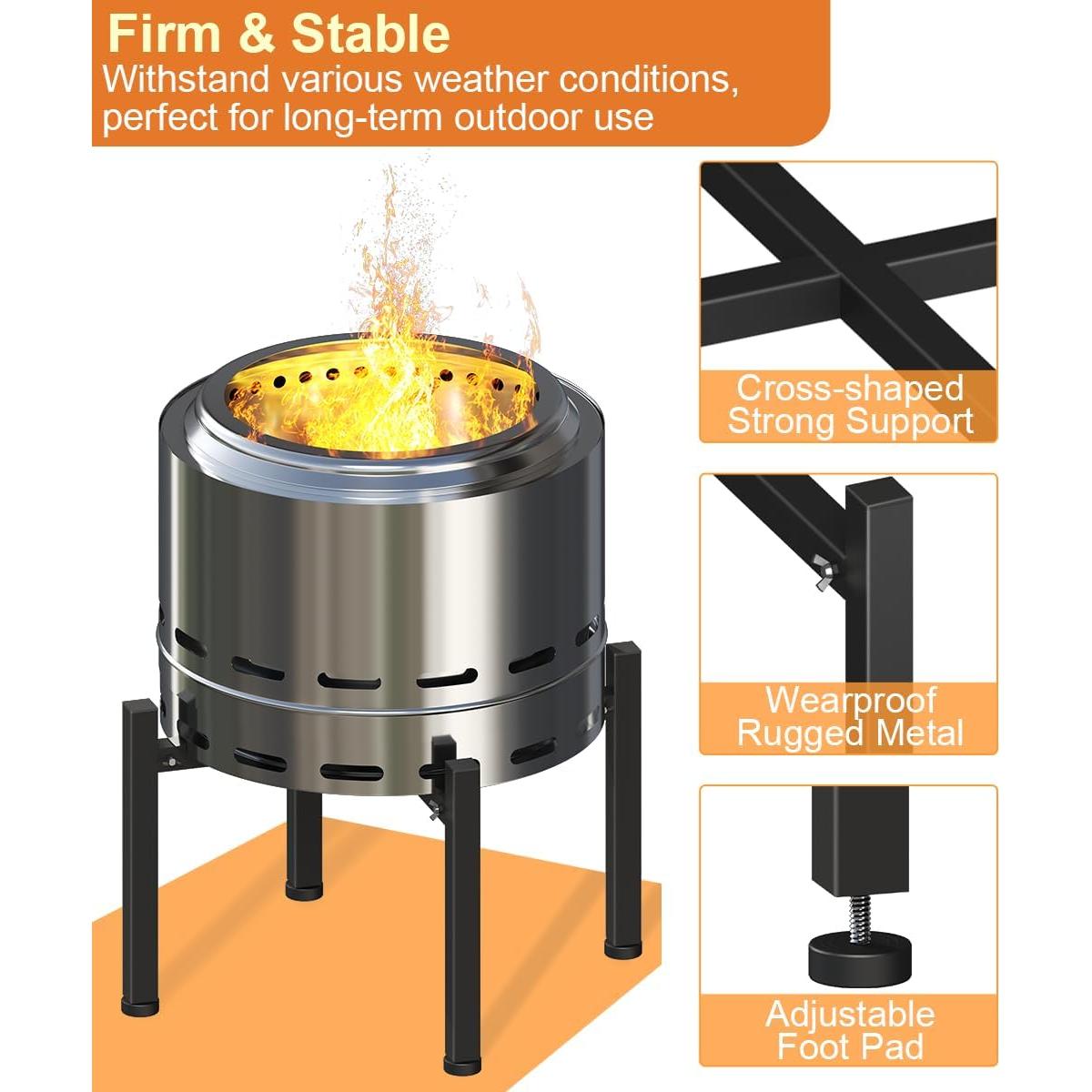 Soporte Universal para Fogata Garbuildman 15-27 Pulgadas Metal Negro