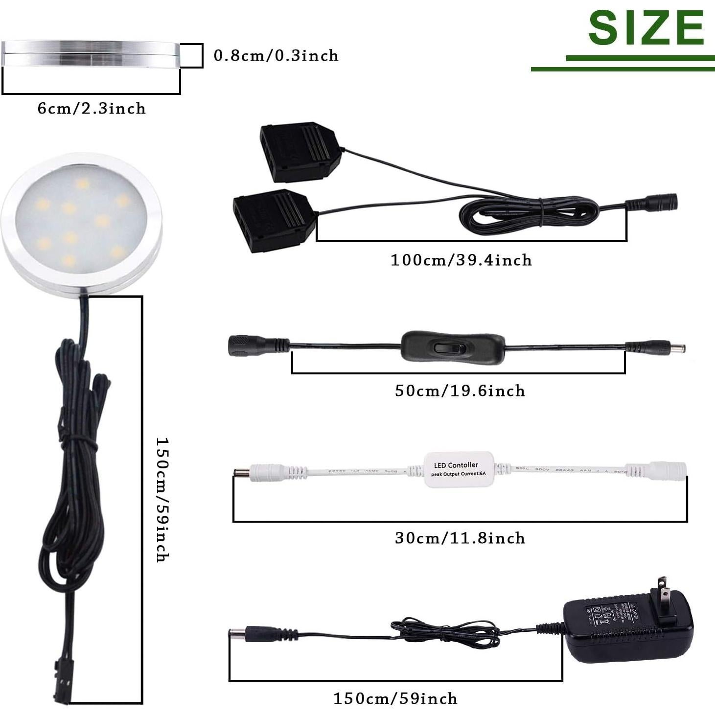 Kit de Luces LED AIBOO 12V 6 Piezas Dimmable 2700K Blanco Cálido