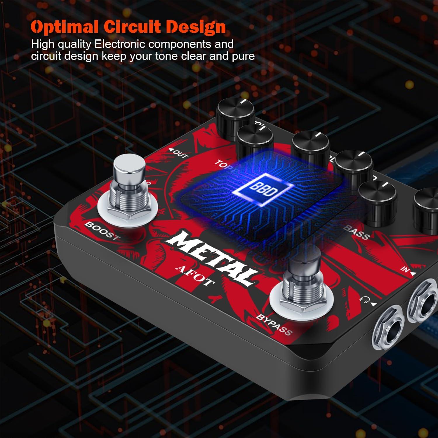 Pedal de Distorsión VSN Heavy Metal para Guitarra - True Bypass
