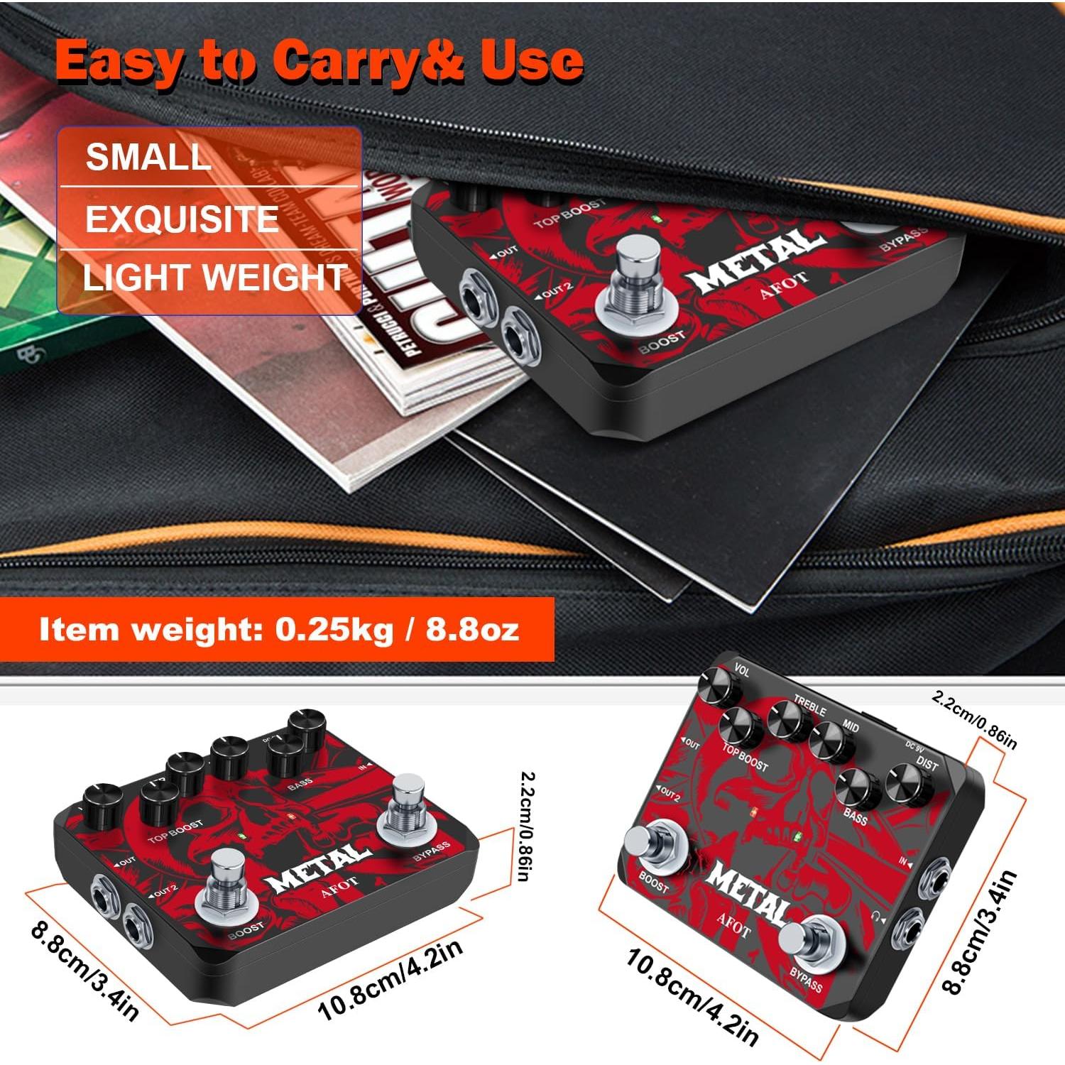 Pedal de Distorsión VSN Heavy Metal para Guitarra - True Bypass