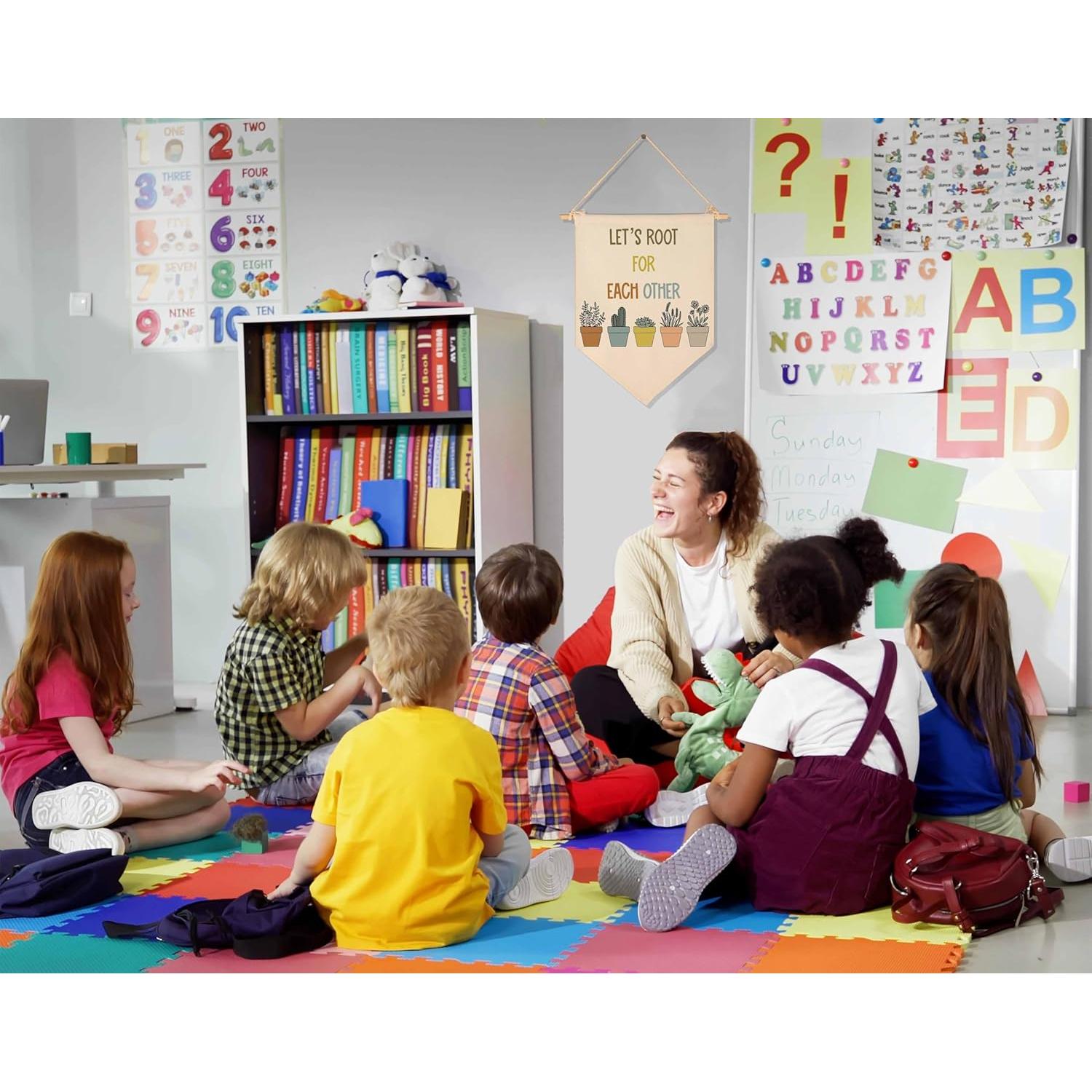 Banderín de Aula Canvas - Afirmaciones Positivas Beige 39x28 cm