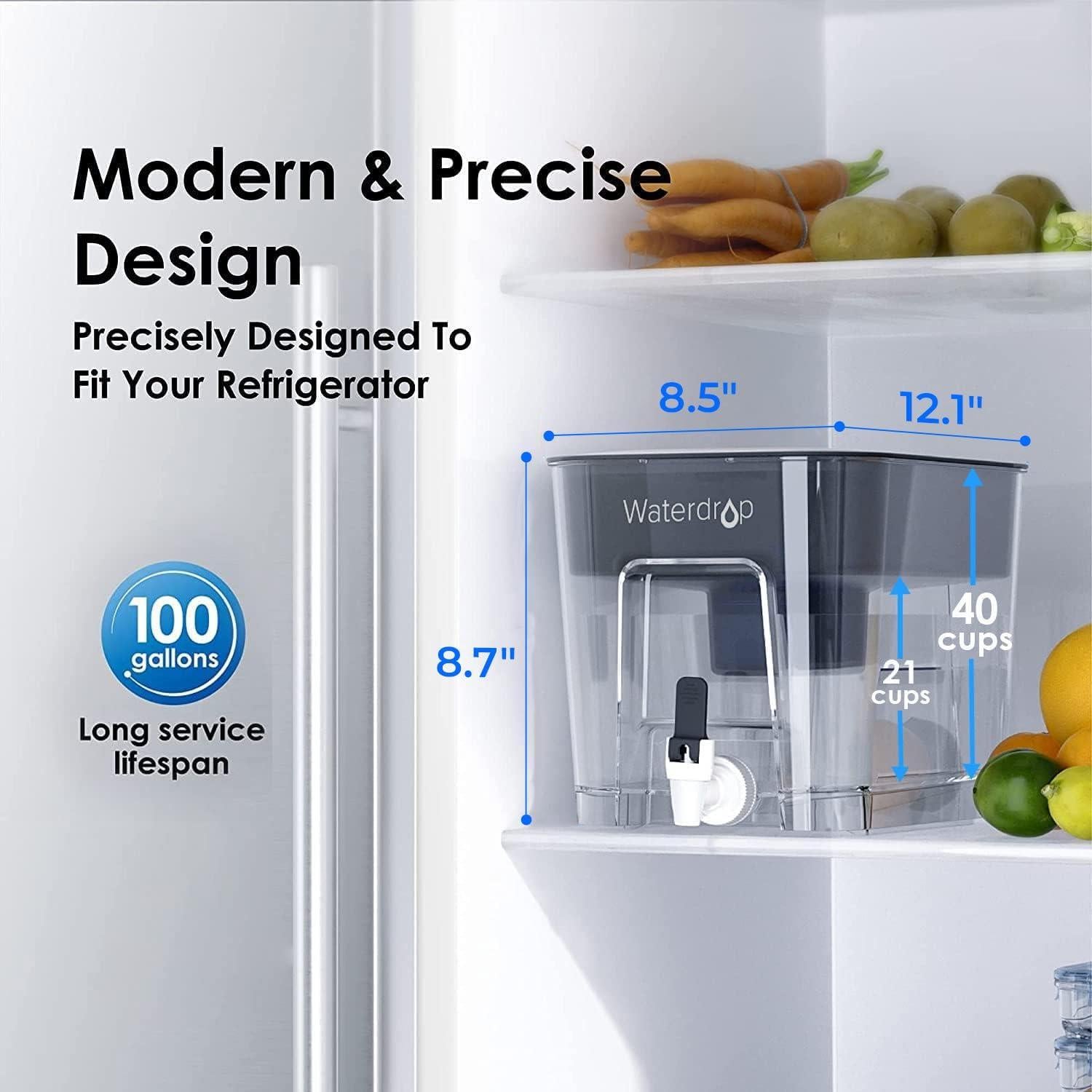 Dispensador de Agua Alcalina Waterdrop 40 Tazas, Negro