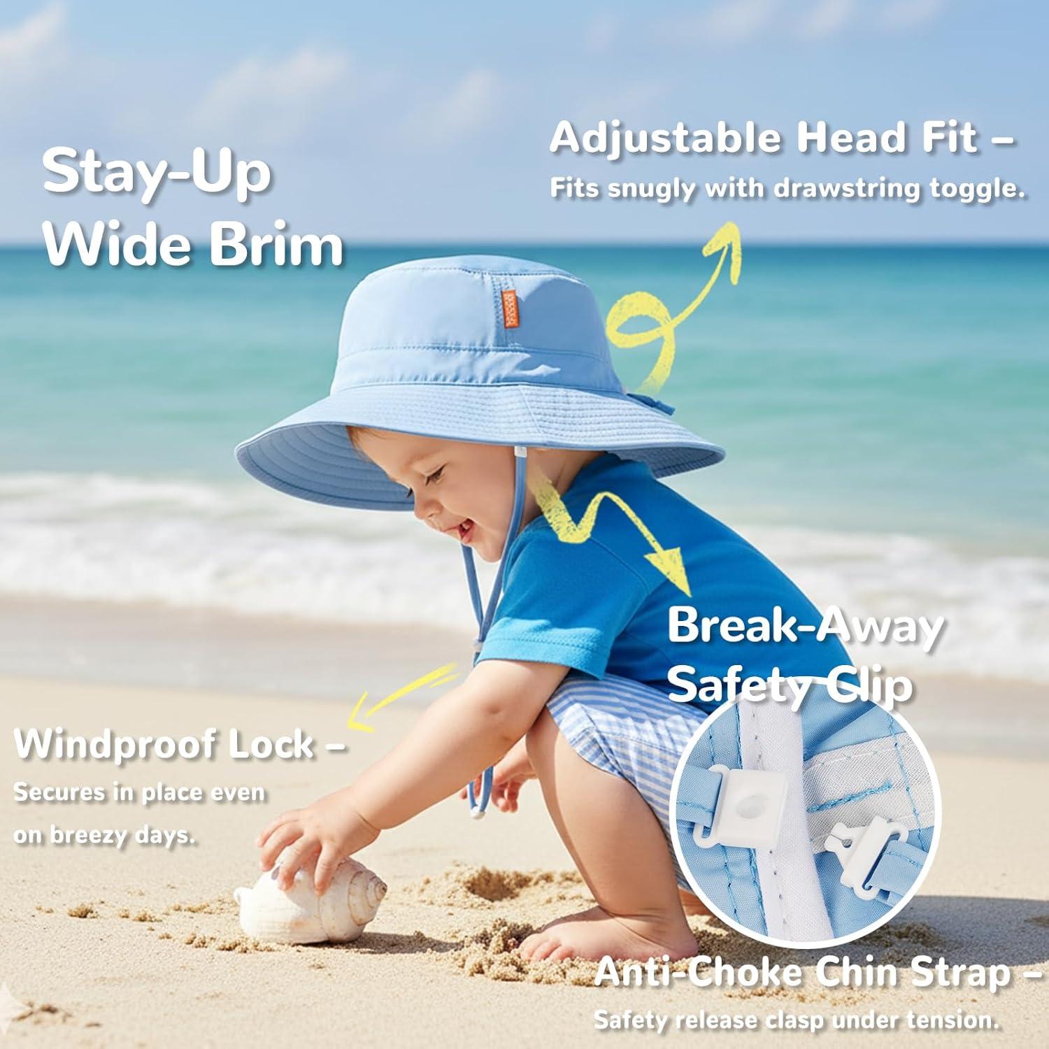 Gorro de Sol para Bebé HECCEI UPF 50+ Visera Ancha 0-24 Meses