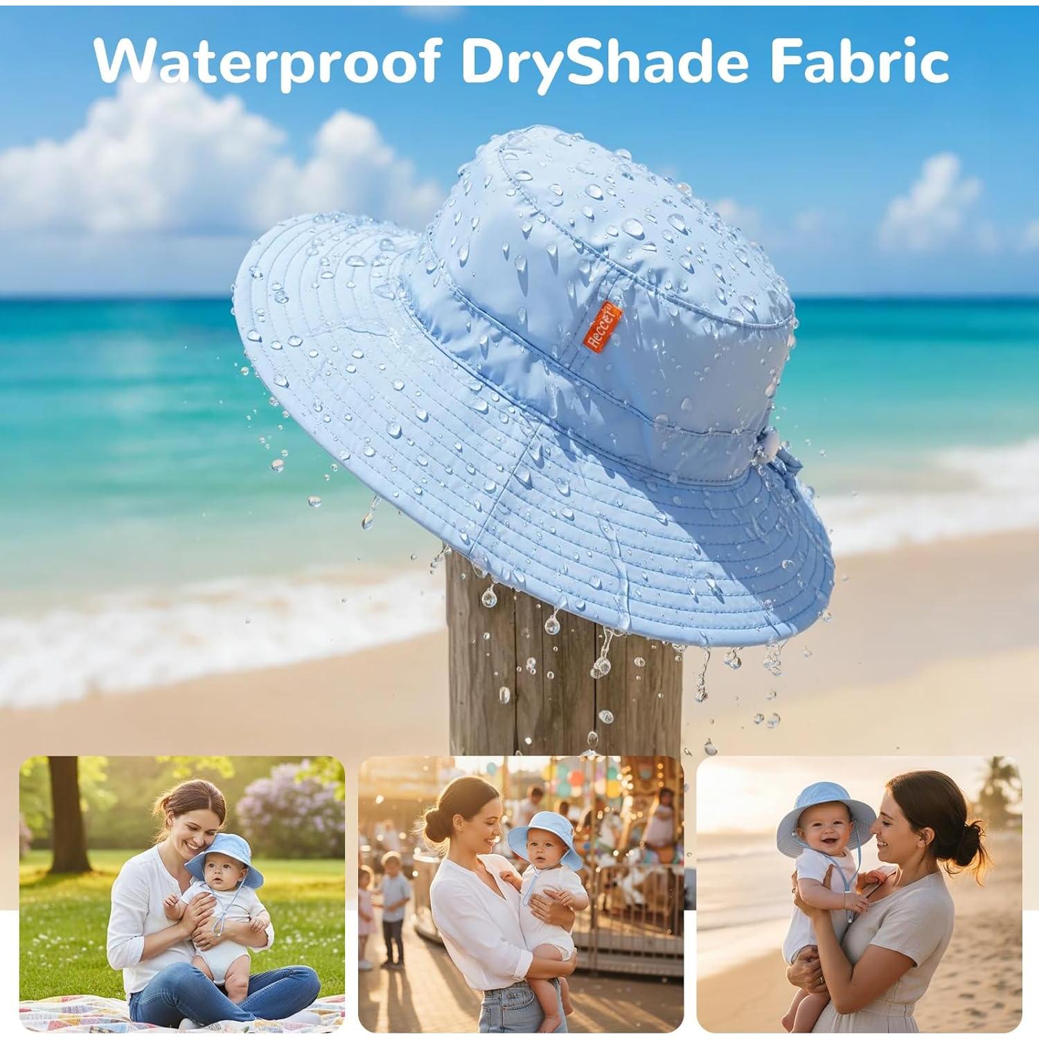 Gorro de Sol para Bebé HECCEI UPF 50+ Visera Ancha 0-24 Meses