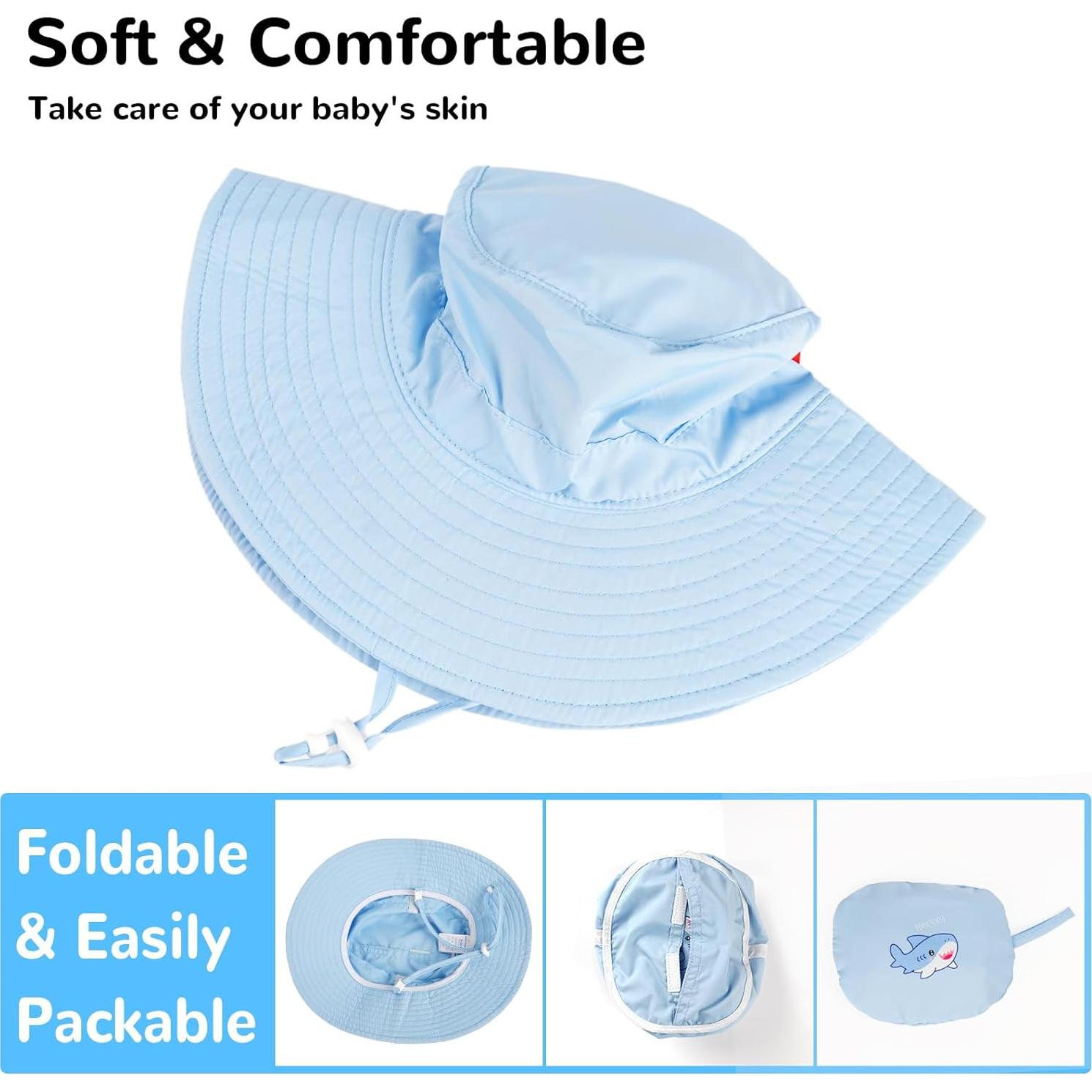 Gorro de Sol para Bebé HECCEI UPF 50+ Visera Ancha 0-24 Meses