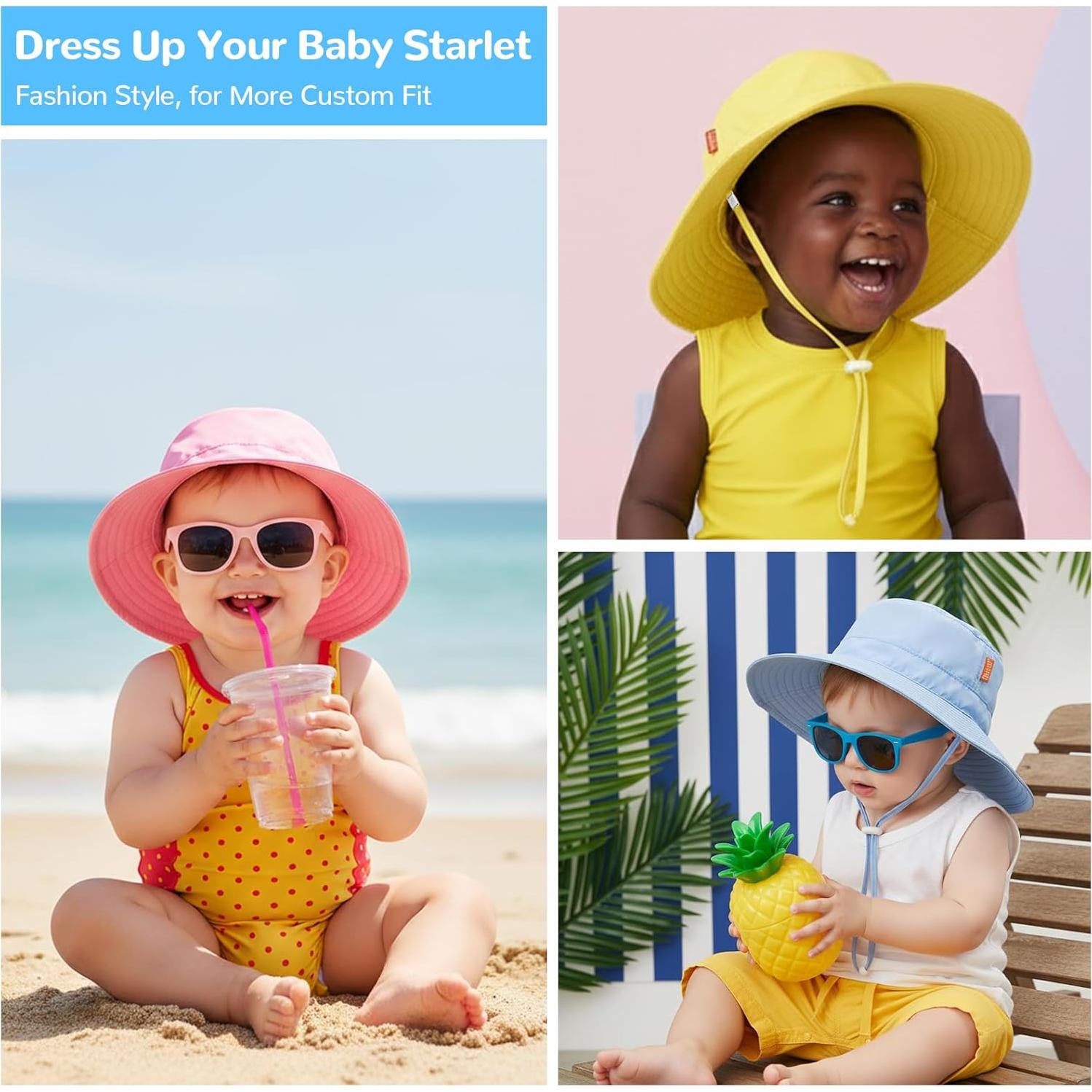 Gorro de Sol para Bebé HECCEI UPF 50+ Visera Ancha 0-24 Meses