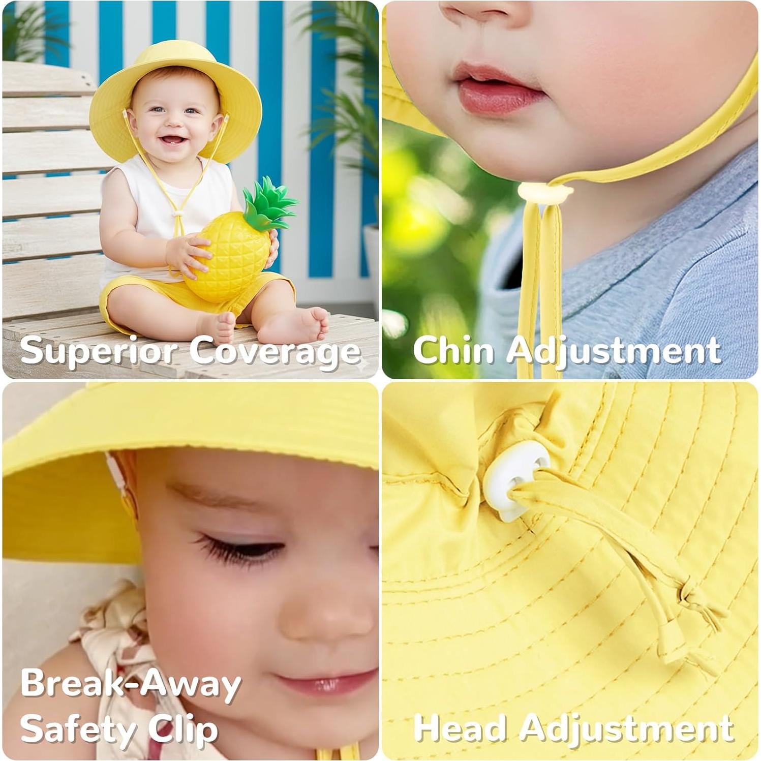 Gorro de Sol para Bebé HECCEI UPF 50+ Visera Ancha 0-24 Meses