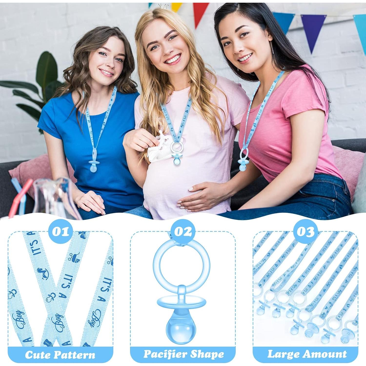 Collares de Chupetes Acrílicos Chengu 100 Pcs Baby Shower Azul
