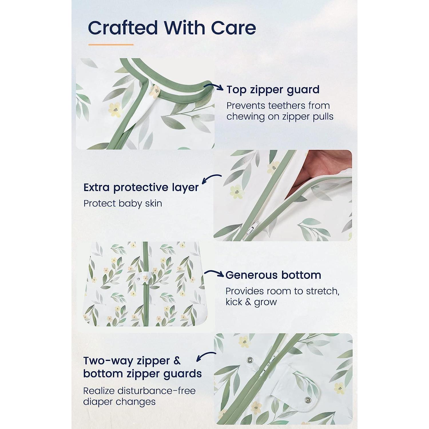 Saco de Sueño TotAha 0-3 Meses Verde, 0.5 TOG, Suave y Seguro