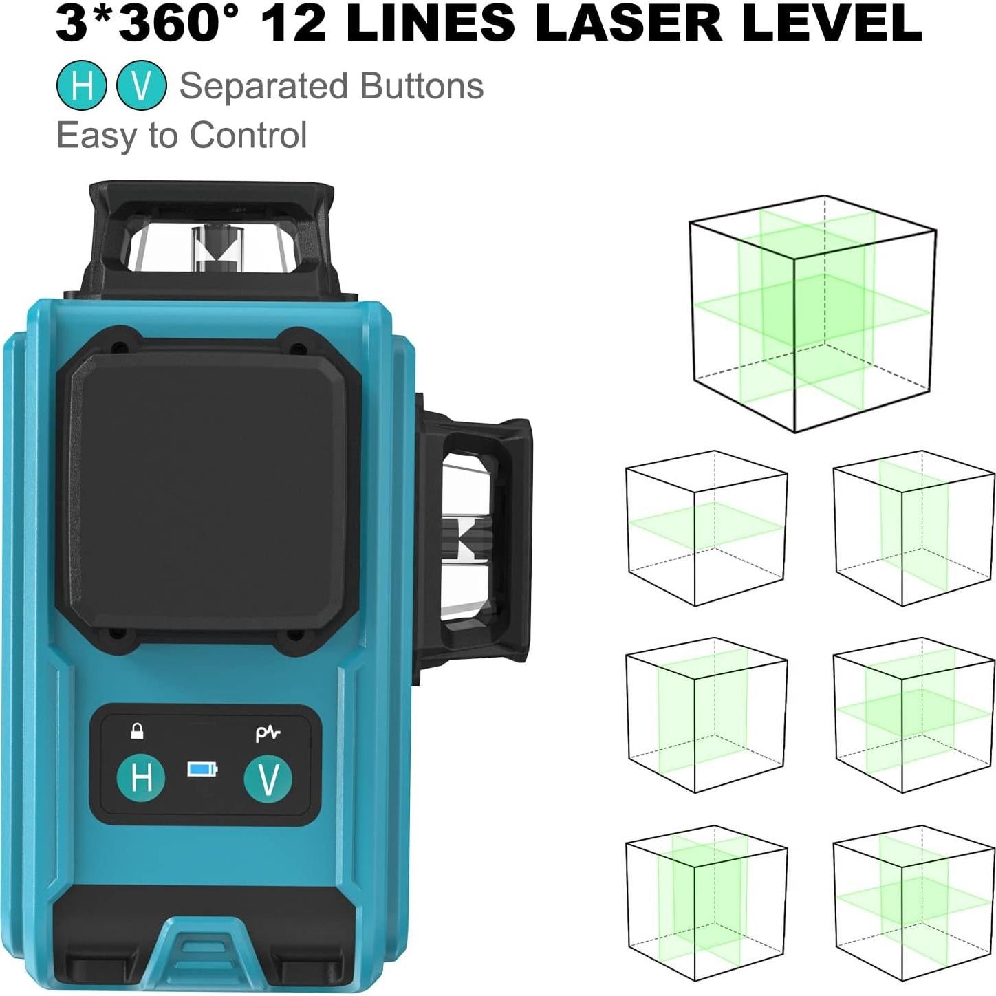 Nivel Láser Autonivelante VYTOOV 12 Líneas Verde USB-C