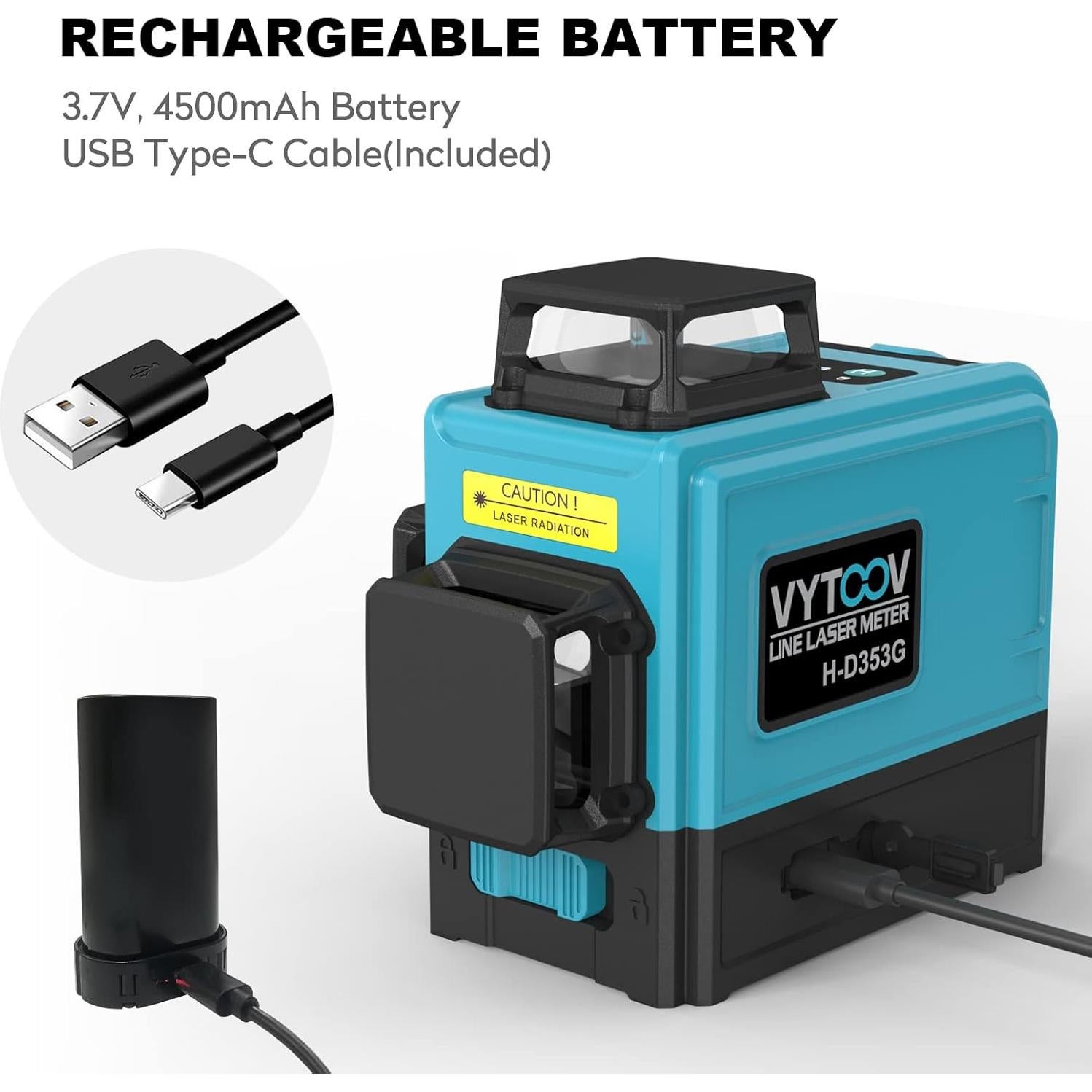 Nivel Láser Autonivelante VYTOOV 12 Líneas Verde USB-C