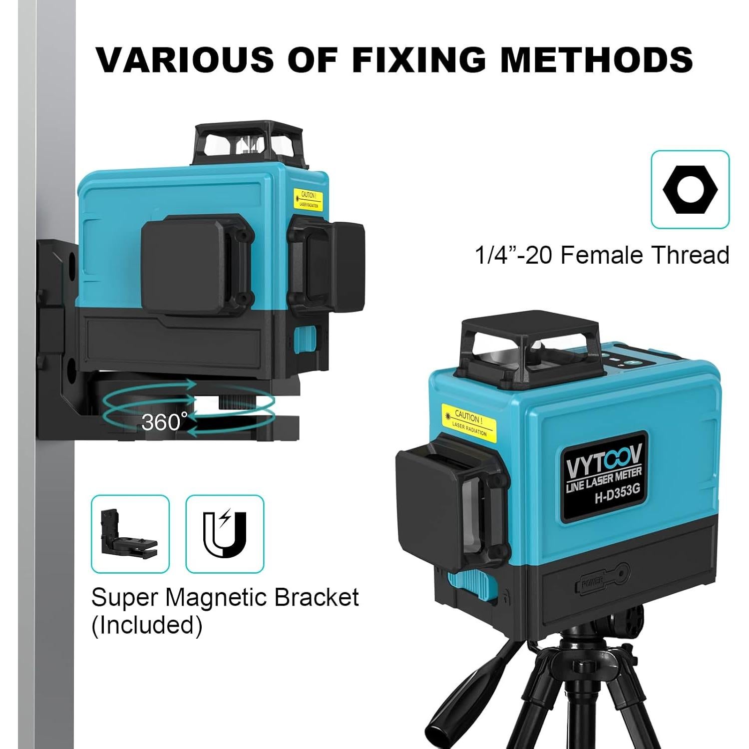 Nivel Láser Autonivelante VYTOOV 12 Líneas Verde USB-C