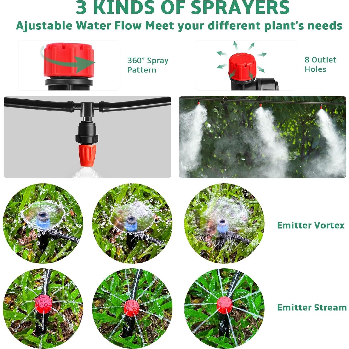 Sistema de Riego por Goteo Anwenk 240FT con Emisores y Conexiones