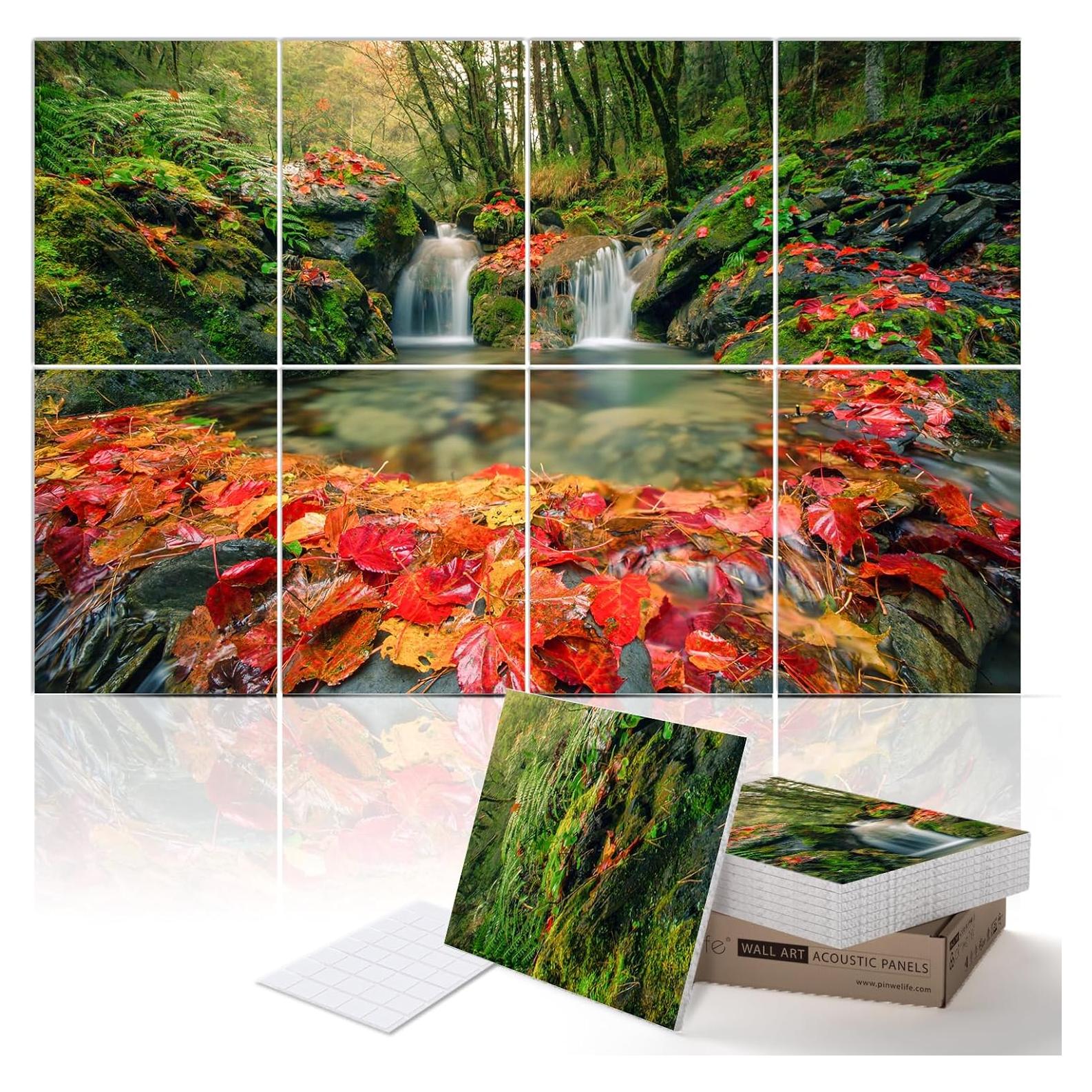Panel Acústico de Arte Pinwelife 121.9x81.3cm Follaje Otoño