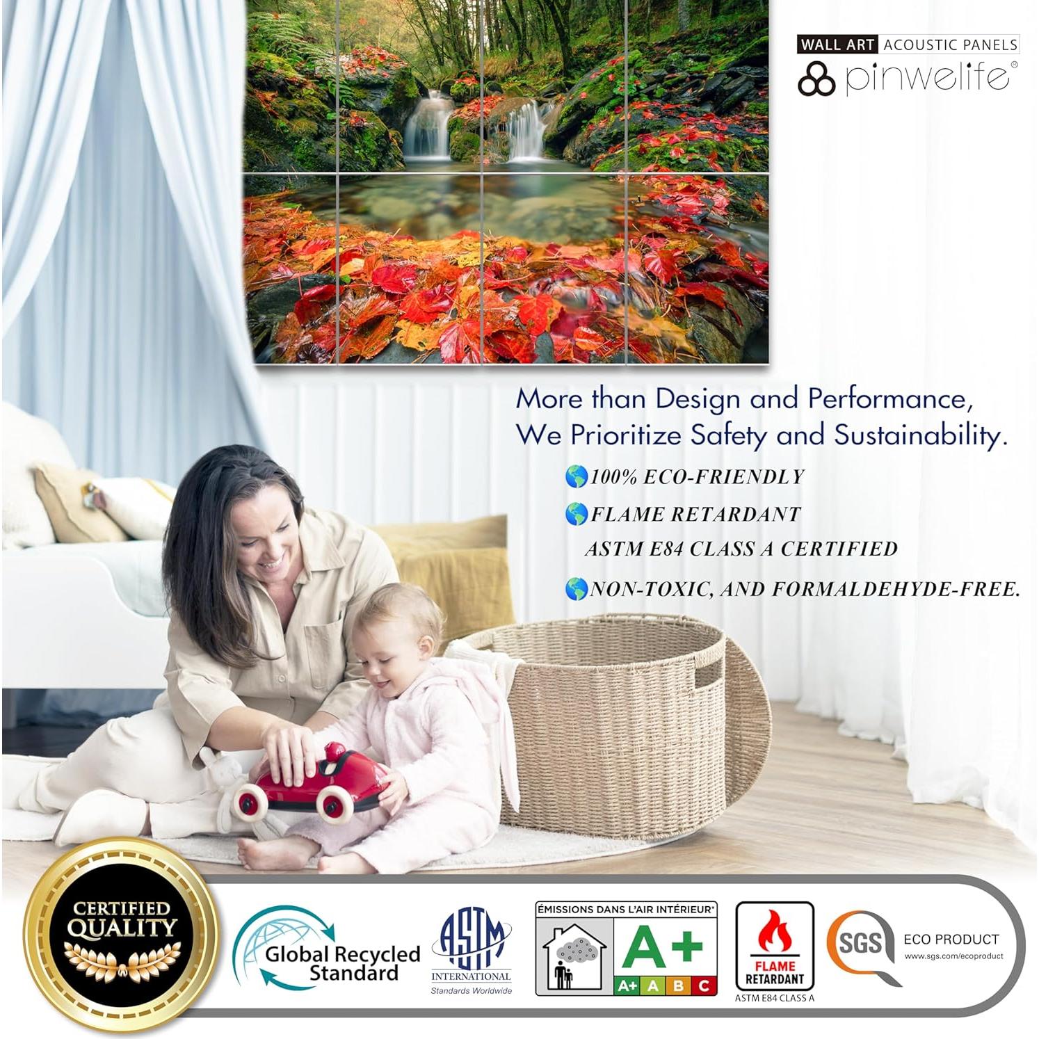 Panel Acústico de Arte Pinwelife 121.9x81.3cm Follaje Otoño