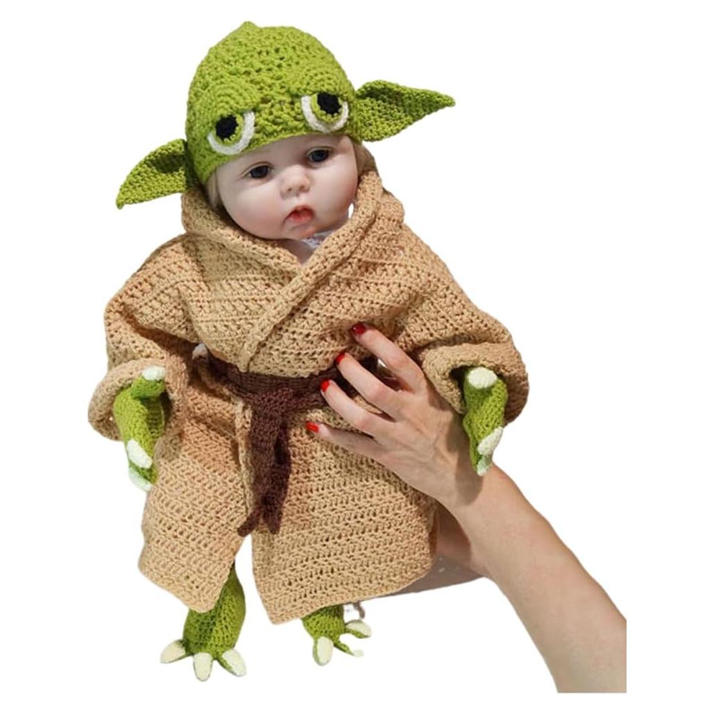 Conjunto de Ganchillo Verde para Bebés 0-3 meses BxuanW