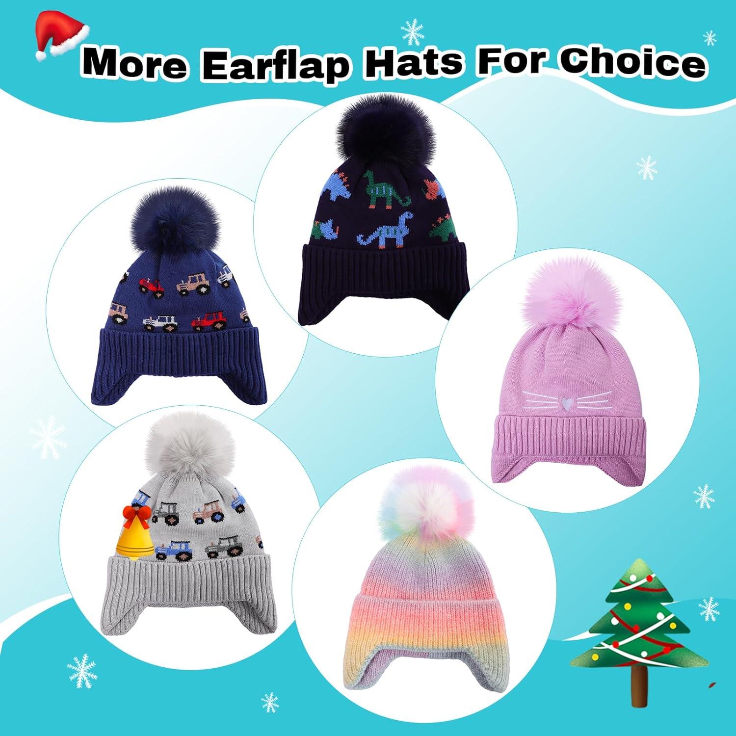 Gorro de Invierno para Niños con Orejeras y Pompon - Coche Gris