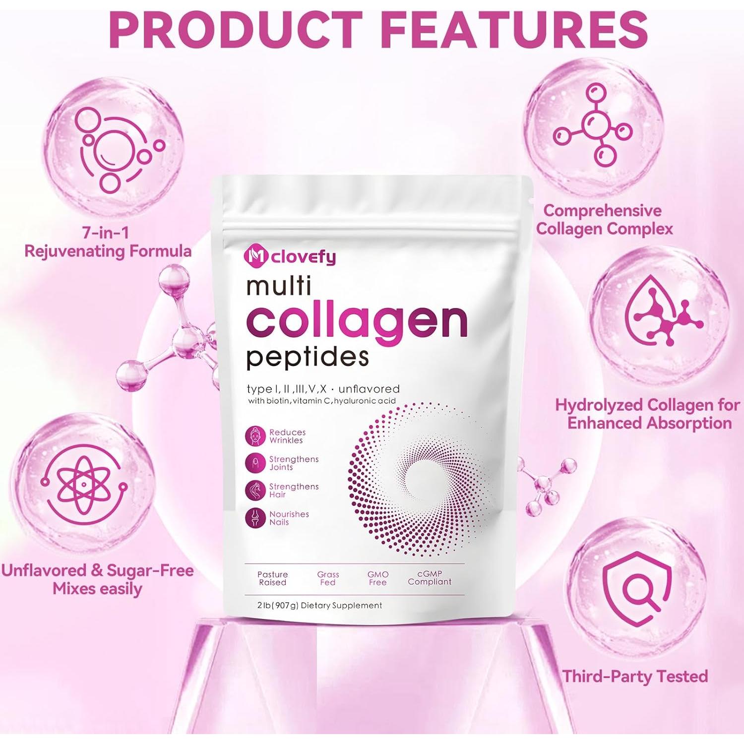 Proteína en Polvo de Colágeno Mclovefy 0.91kg Sin Sabor