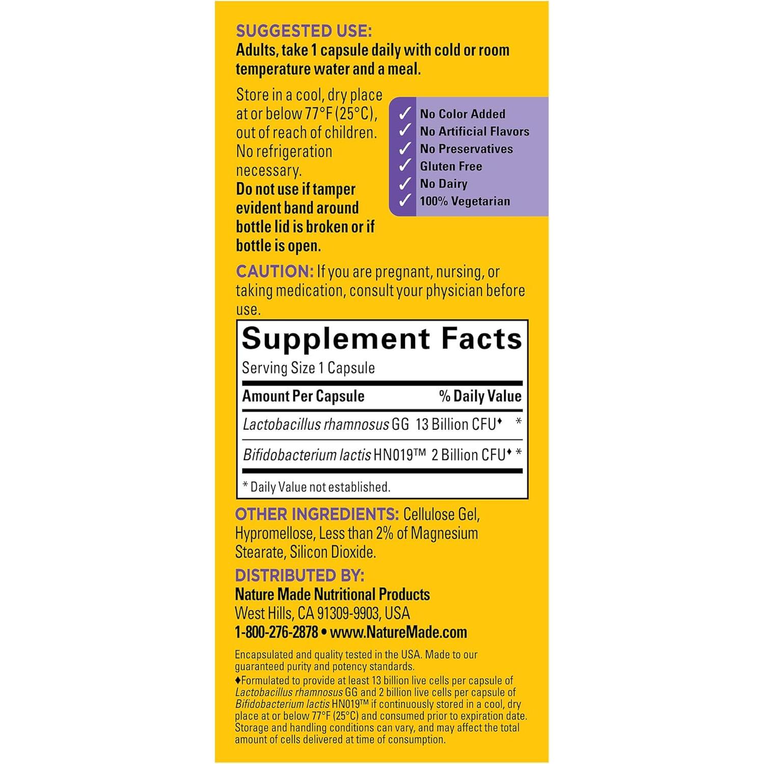 Probióticos Extra Fuertes Nature Made 15 Mil Millones CFU 30 Cápsulas