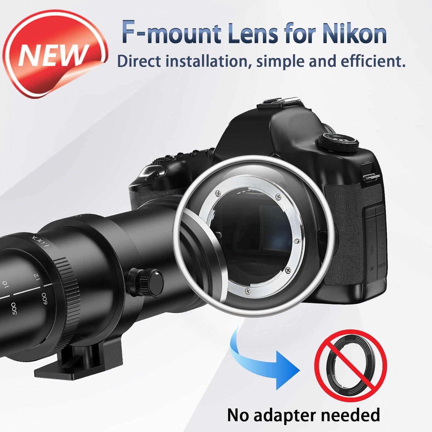 Lightdow F 420-800mm F8.3 Telephoto Zoom Lens - Manual Focus DSLR Cameras Lenses for Nikon D850 D810 D800 D610 D750 D500 D7200 D7500 D7100 D5600 D5300 D600 D3500 D3300 D5200 D5100 D5000 D7000 D700