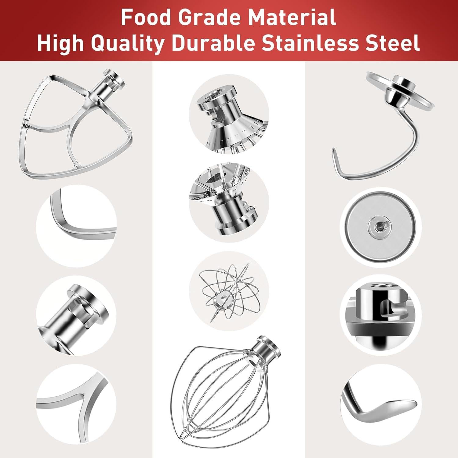 Accesorios de Mezclador KitchenAid 4.5-5QT Acero Inoxidable 3 Piezas