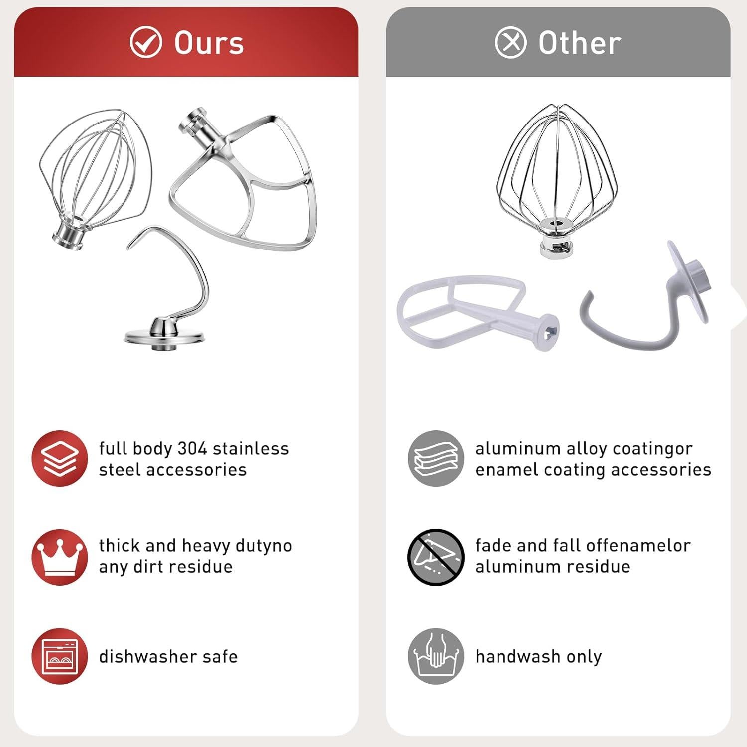 Accesorios de Mezclador KitchenAid 4.5-5QT Acero Inoxidable 3 Piezas