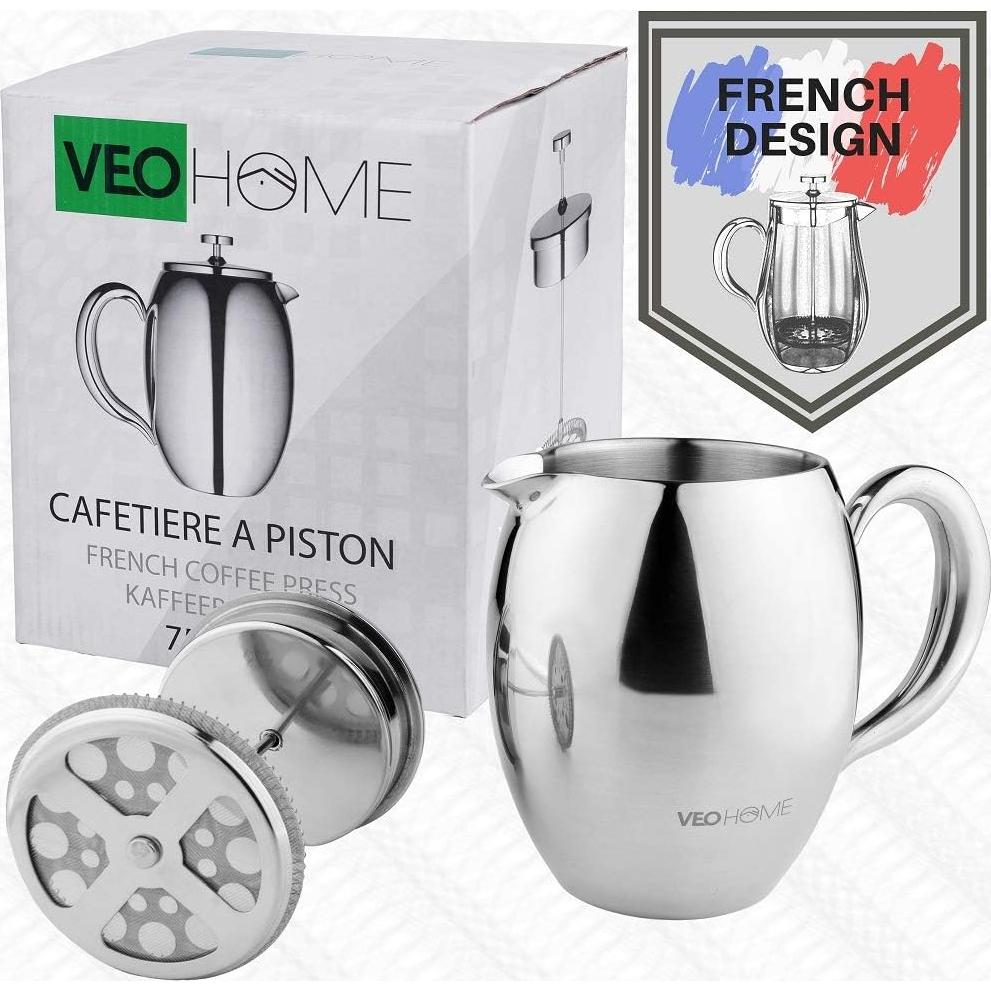 Prensa Francesa VeoHome 0.75L Acero Inoxidable Irrompible