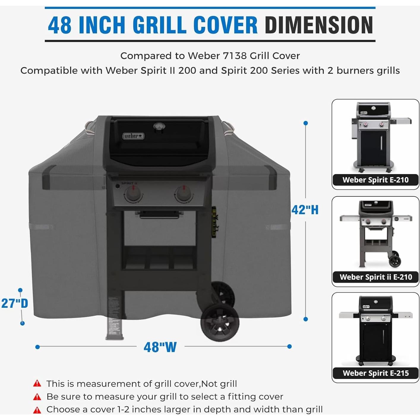 Funda de Parrilla KINGLY 48" Impermeable para Weber Spirit 200