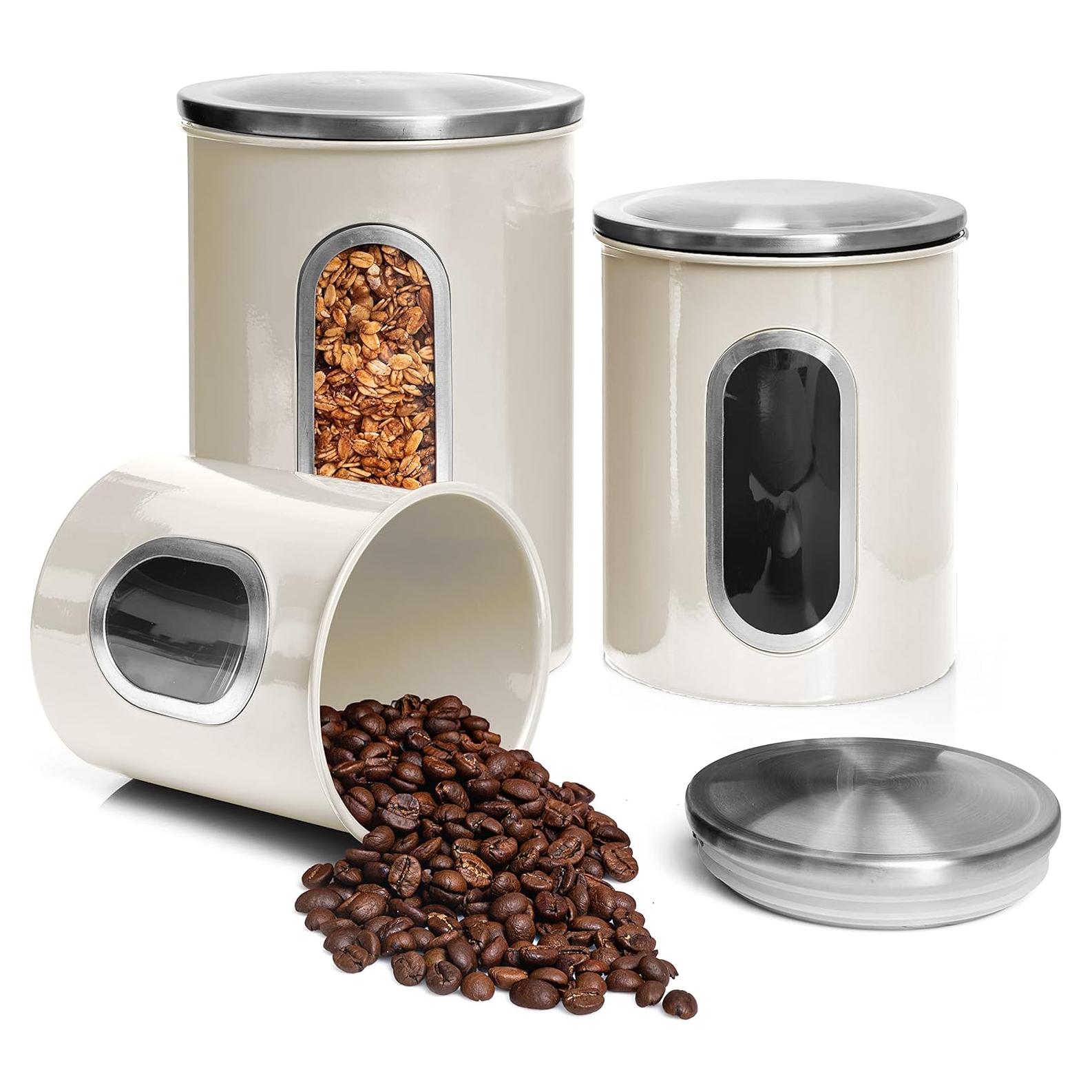 Juego de 3 Tarros Herméticos Beige Moss & Stone 765g, 595g, 340g