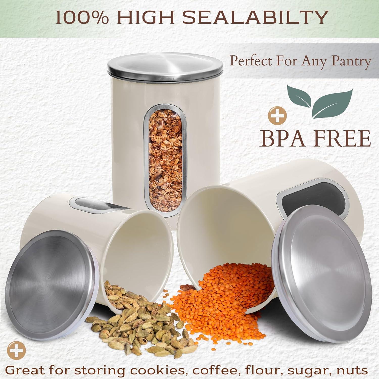 Juego de 3 Tarros Herméticos Beige Moss & Stone 765g, 595g, 340g