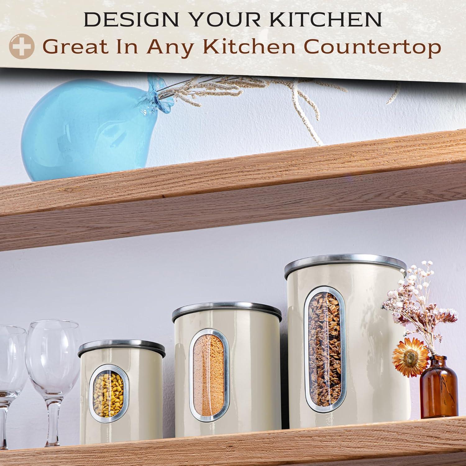 Juego de 3 Tarros Herméticos Beige Moss & Stone 765g, 595g, 340g