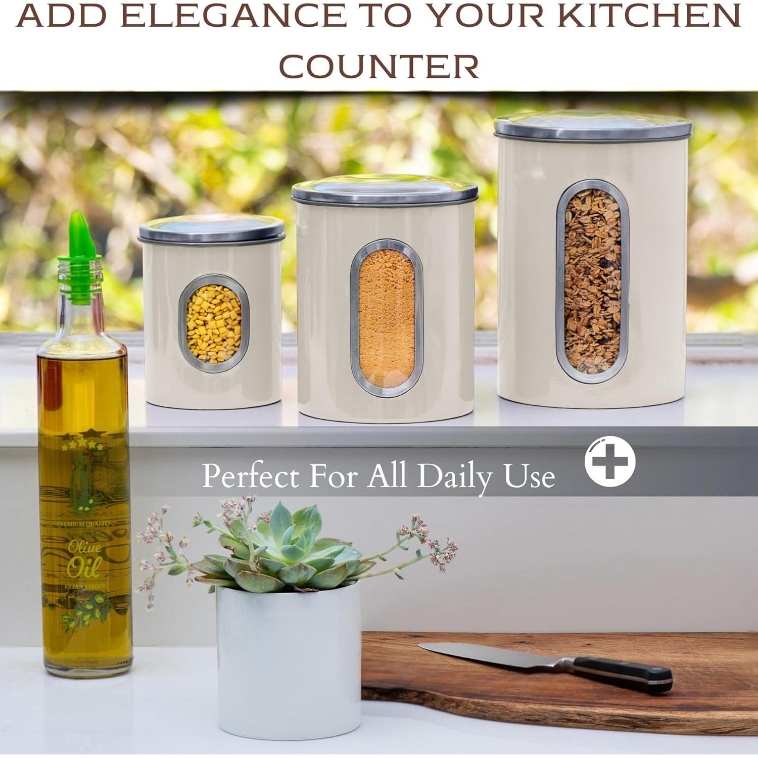 Juego de 3 Tarros Herméticos Beige Moss & Stone 765g, 595g, 340g