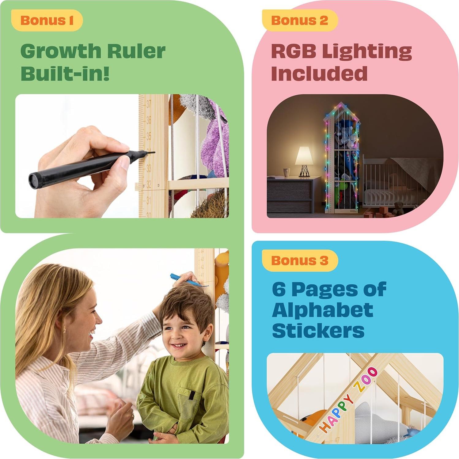 Jaula de Almacenamiento para Peluches ToAIBrands - Madera Natural Grande