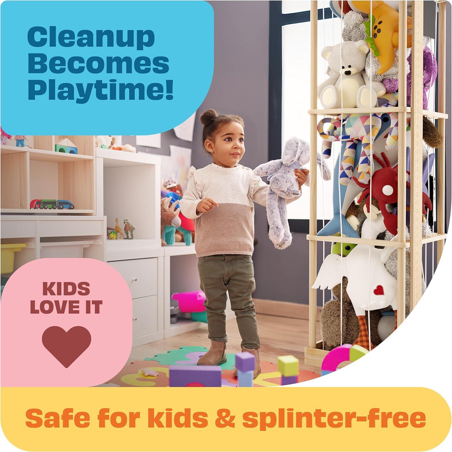 Jaula de Almacenamiento para Peluches ToAIBrands - Madera Natural Grande