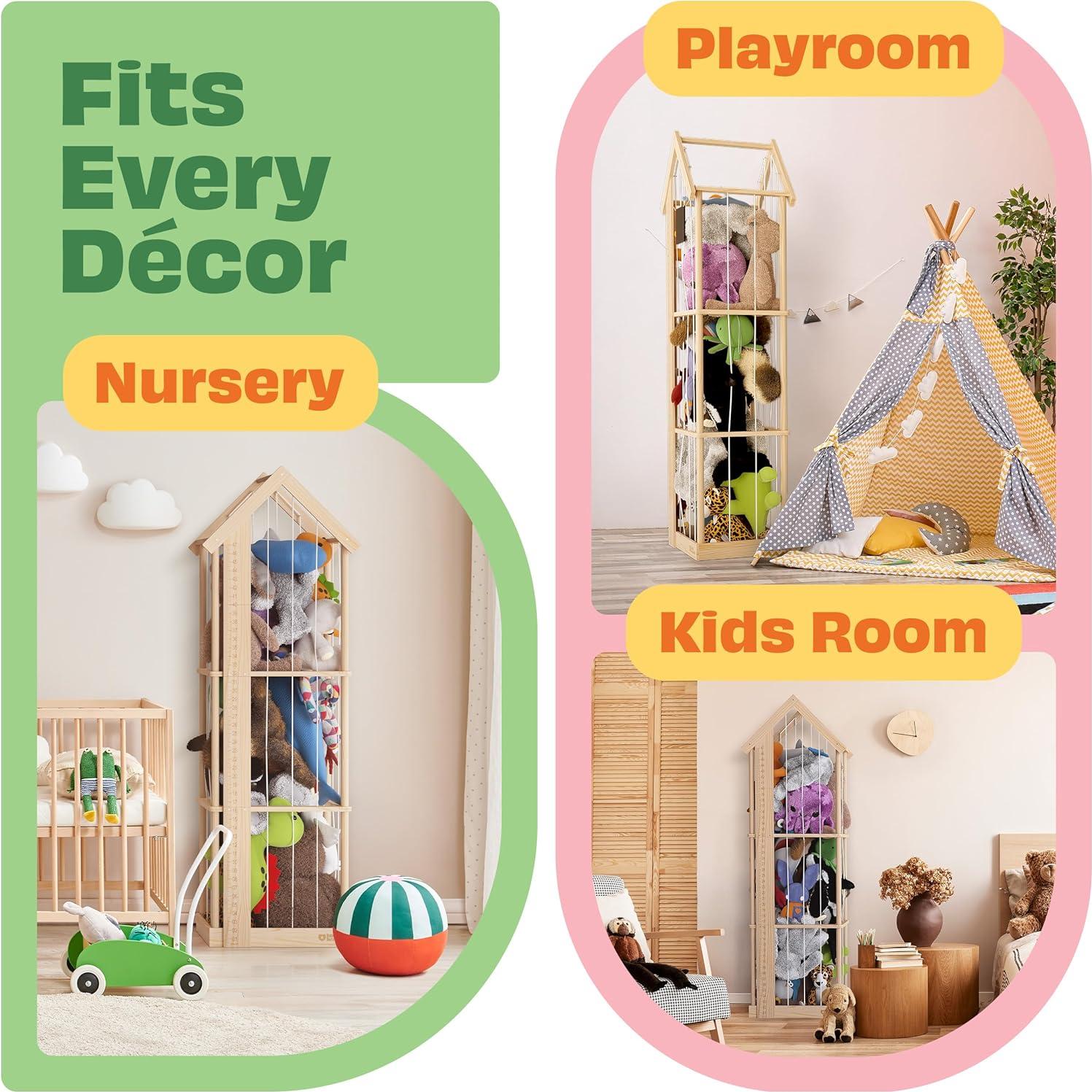 Jaula de Almacenamiento para Peluches ToAIBrands - Madera Natural Grande