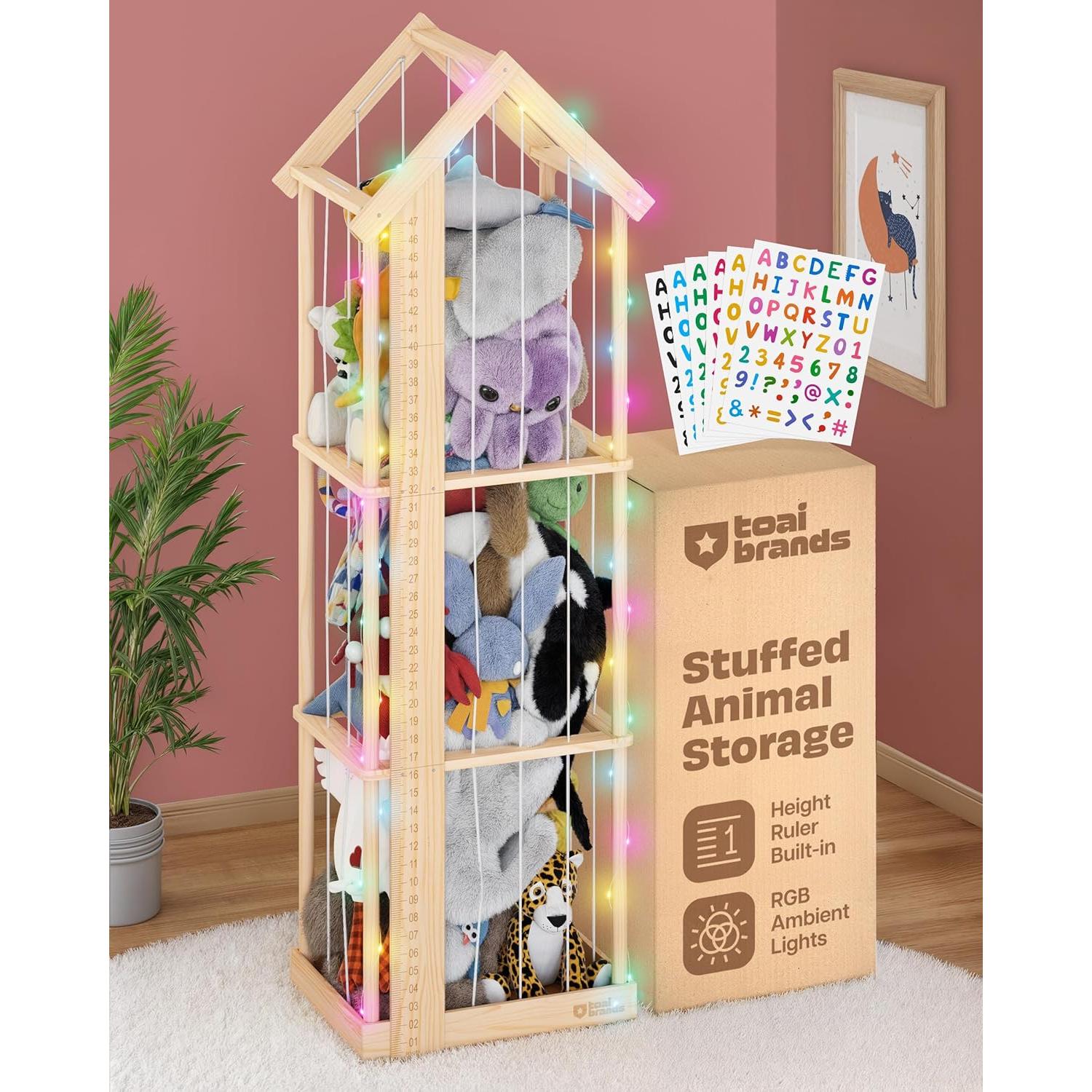 Jaula de Almacenamiento para Peluches ToAIBrands - Madera Natural Grande