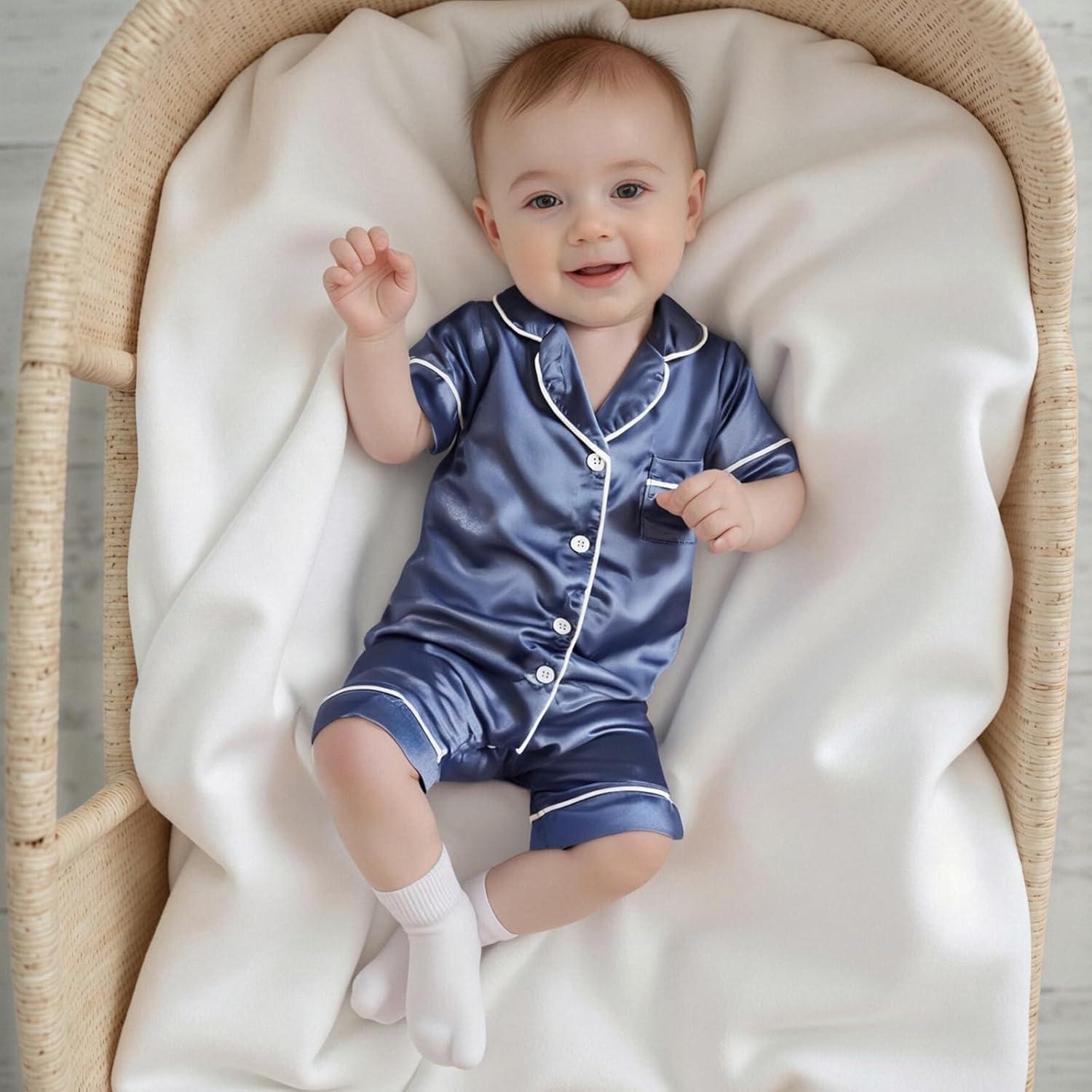 Pijama de Seda Satinada Kuriozud para Niños 0-24 Meses