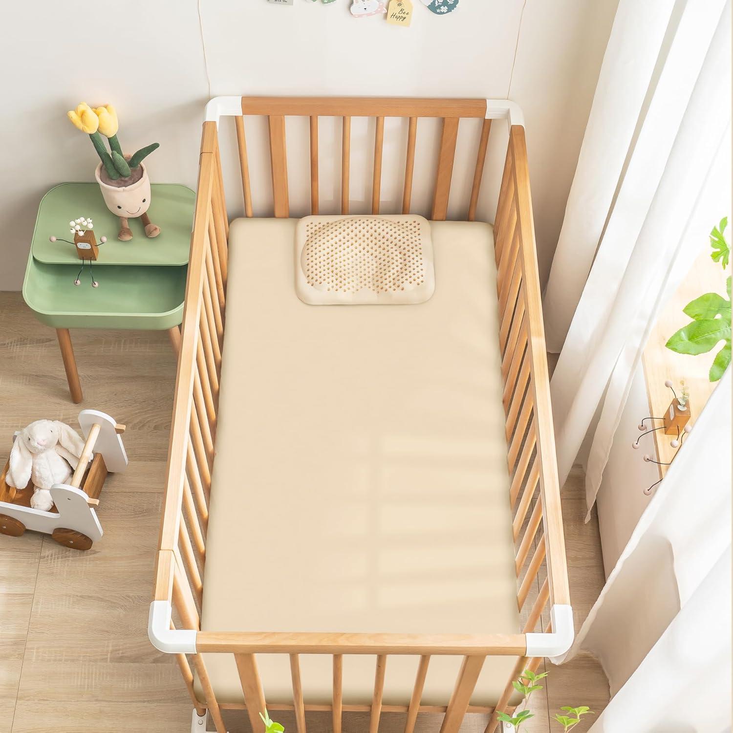 Sábanas de Cuna de Satén Ersmak - 2 Piezas Beige 71x132 cm