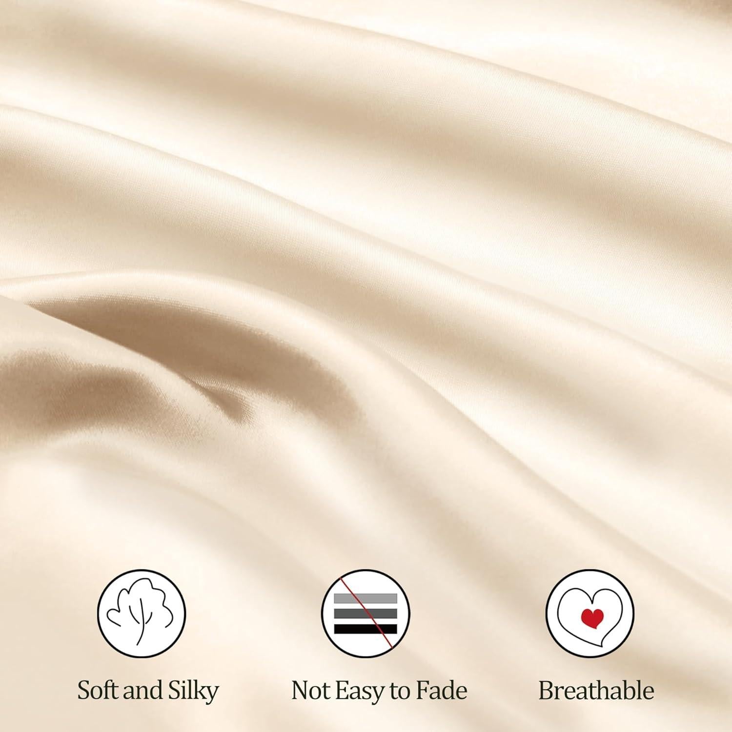 Sábanas de Cuna de Satén Ersmak - 2 Piezas Beige 71x132 cm