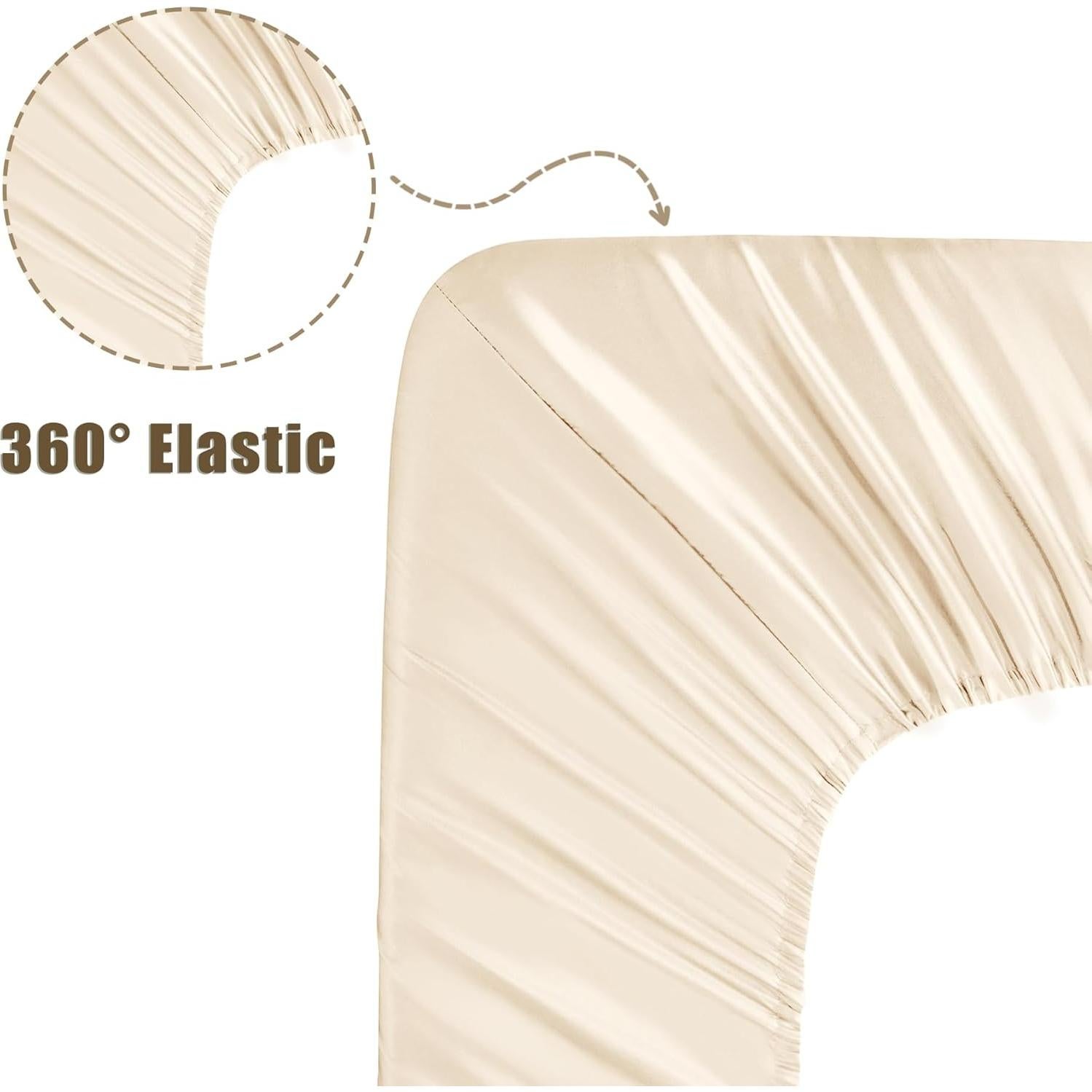 Sábanas de Cuna de Satén Ersmak - 2 Piezas Beige 71x132 cm