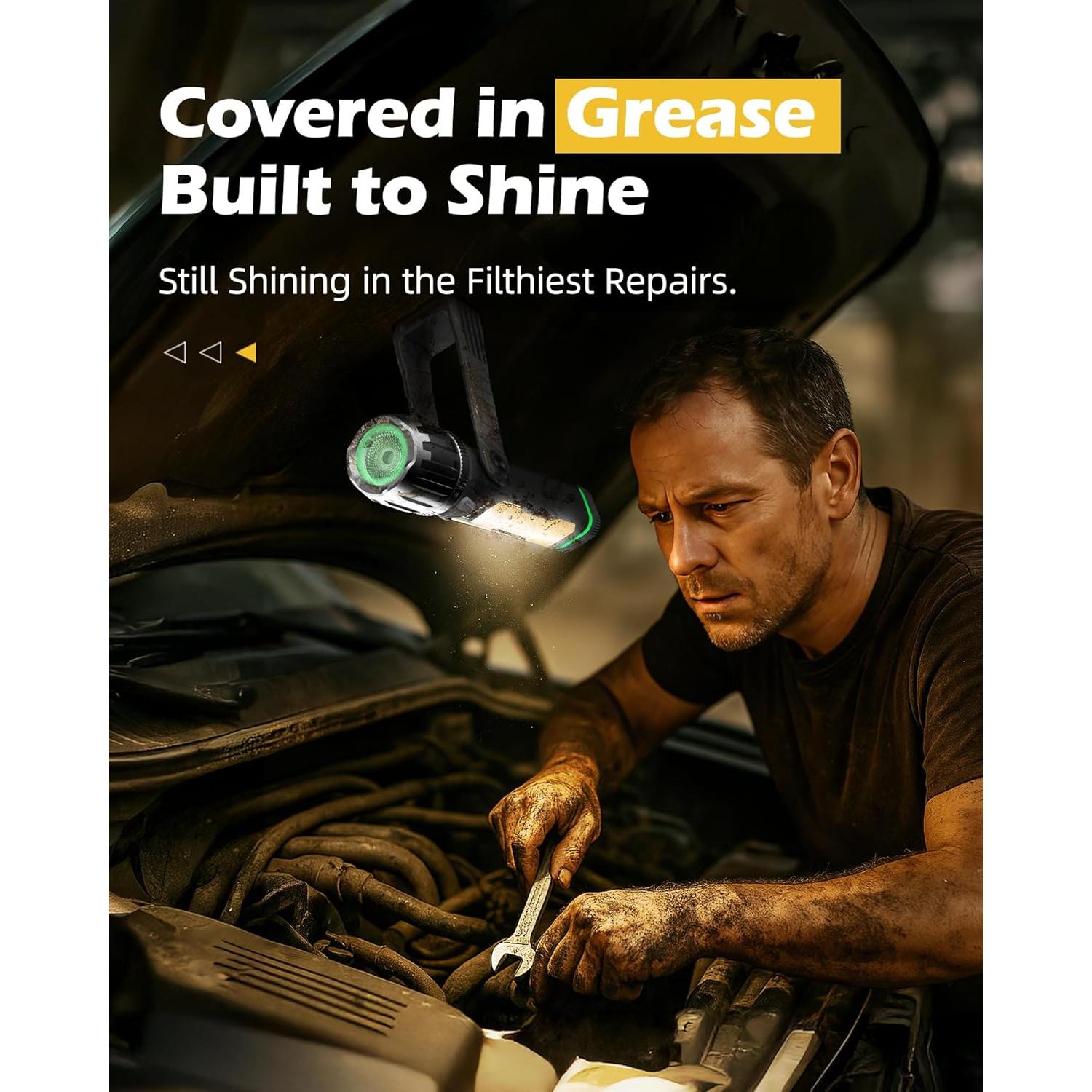 Linterna de Trabajo Recargable FORTO 2000LM IPX8 Verde