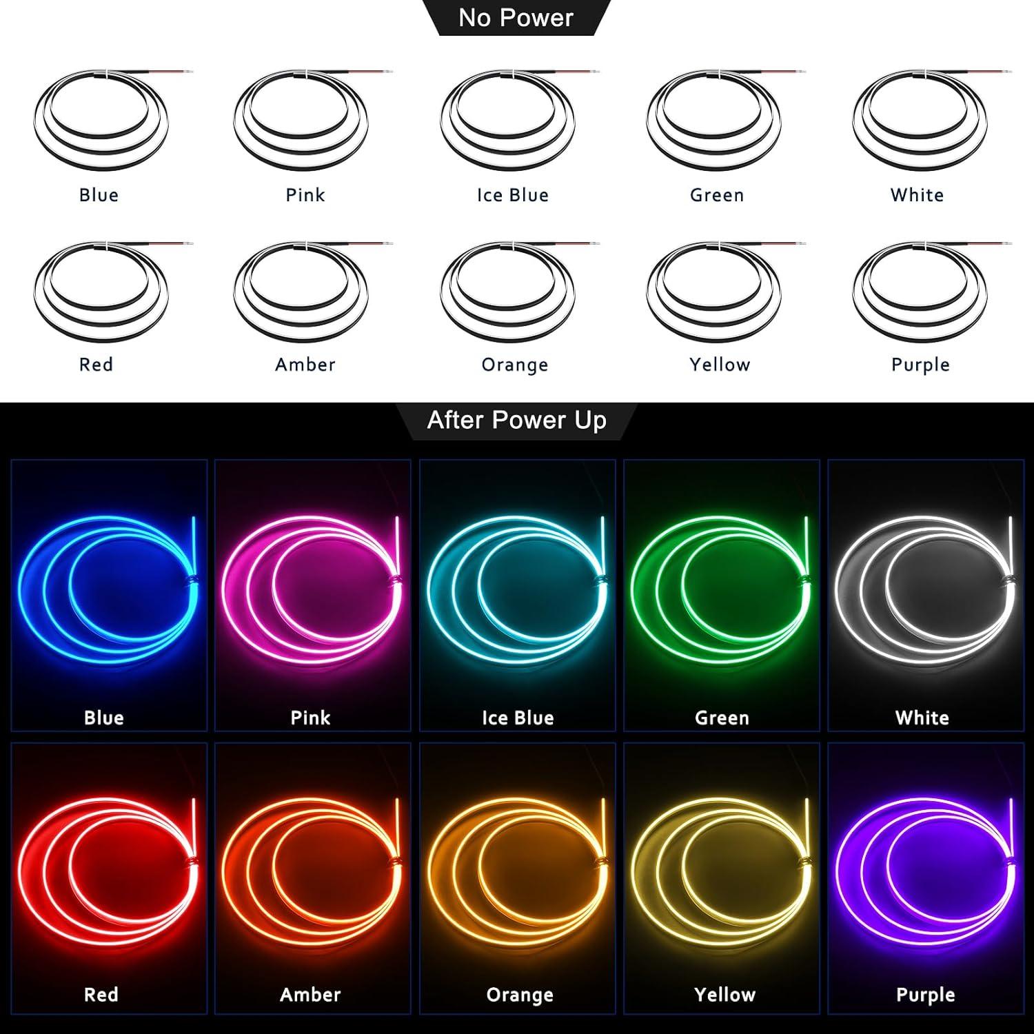 Tira de Luz LED Neón MAODANER 110CM Ámbar para Automóvil