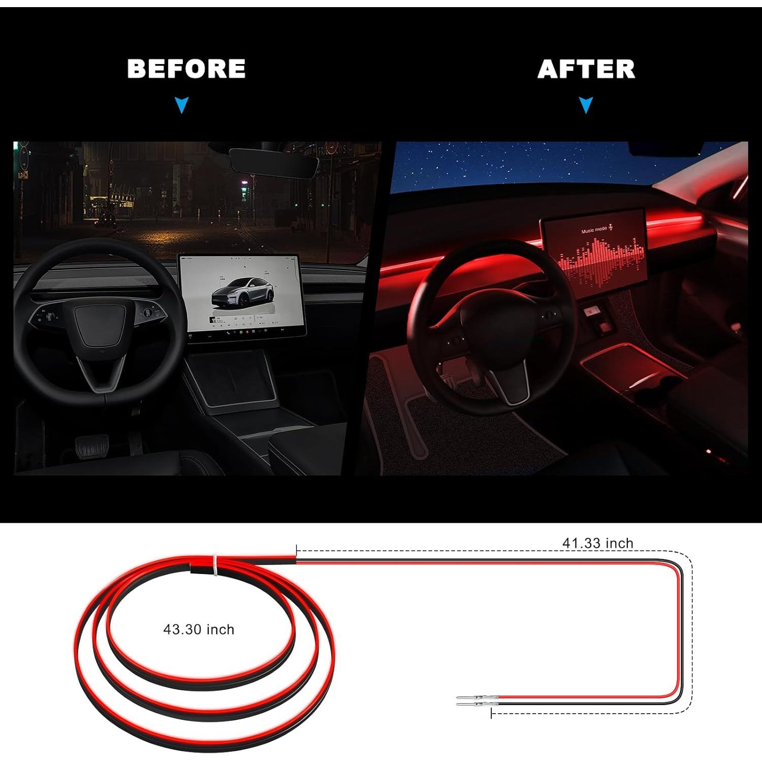 Tira de Luz LED Neón MAODANER 110CM Ámbar para Automóvil