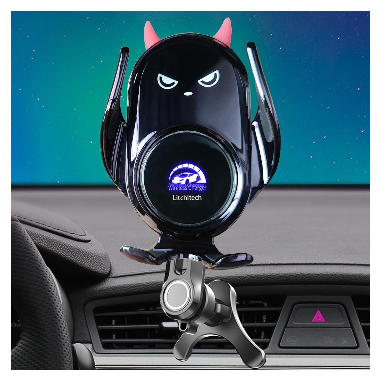 Soporte Cargador Inalámbrico Auto Litchitech 15W Negro