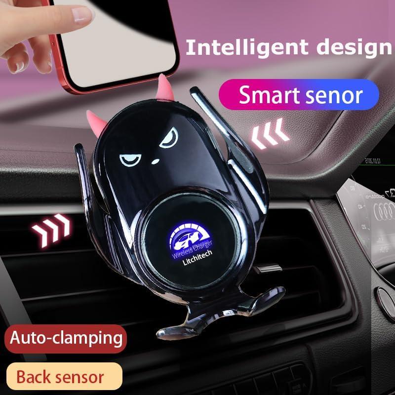 Soporte Cargador Inalámbrico Auto Litchitech 15W Negro