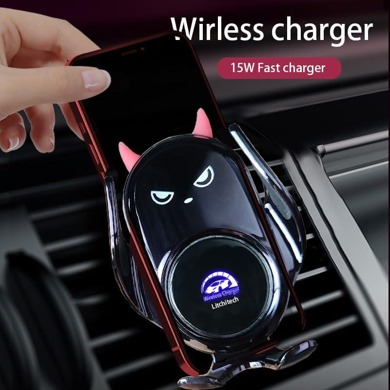 Soporte Cargador Inalámbrico Auto Litchitech 15W Negro